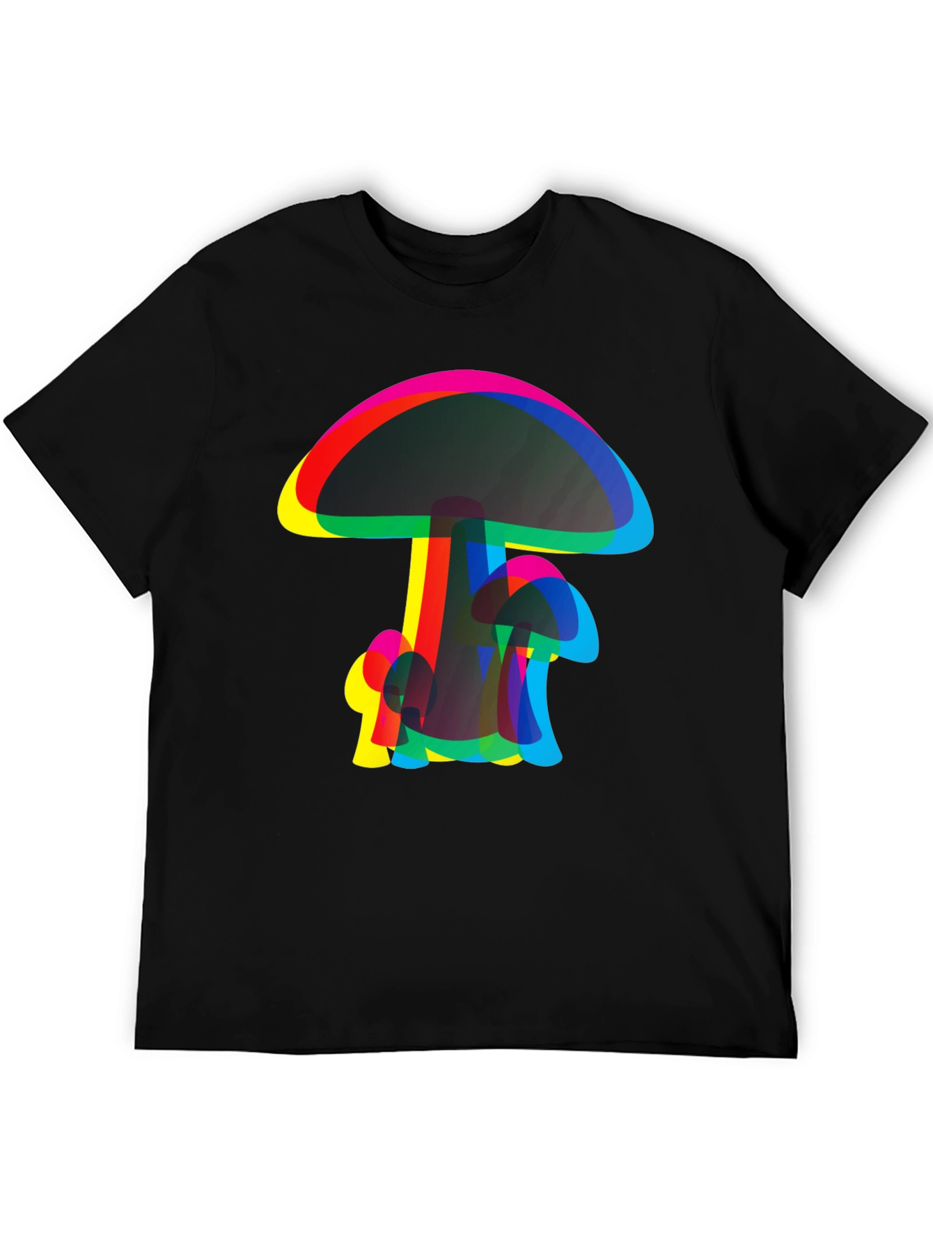 Psychedelic Mushroom Graphic Tee - Black Cotton Comfort