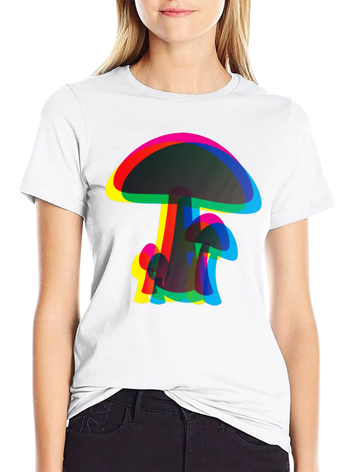 Psychedelic Mushroom Graphic Tee - Black Cotton Comfort
