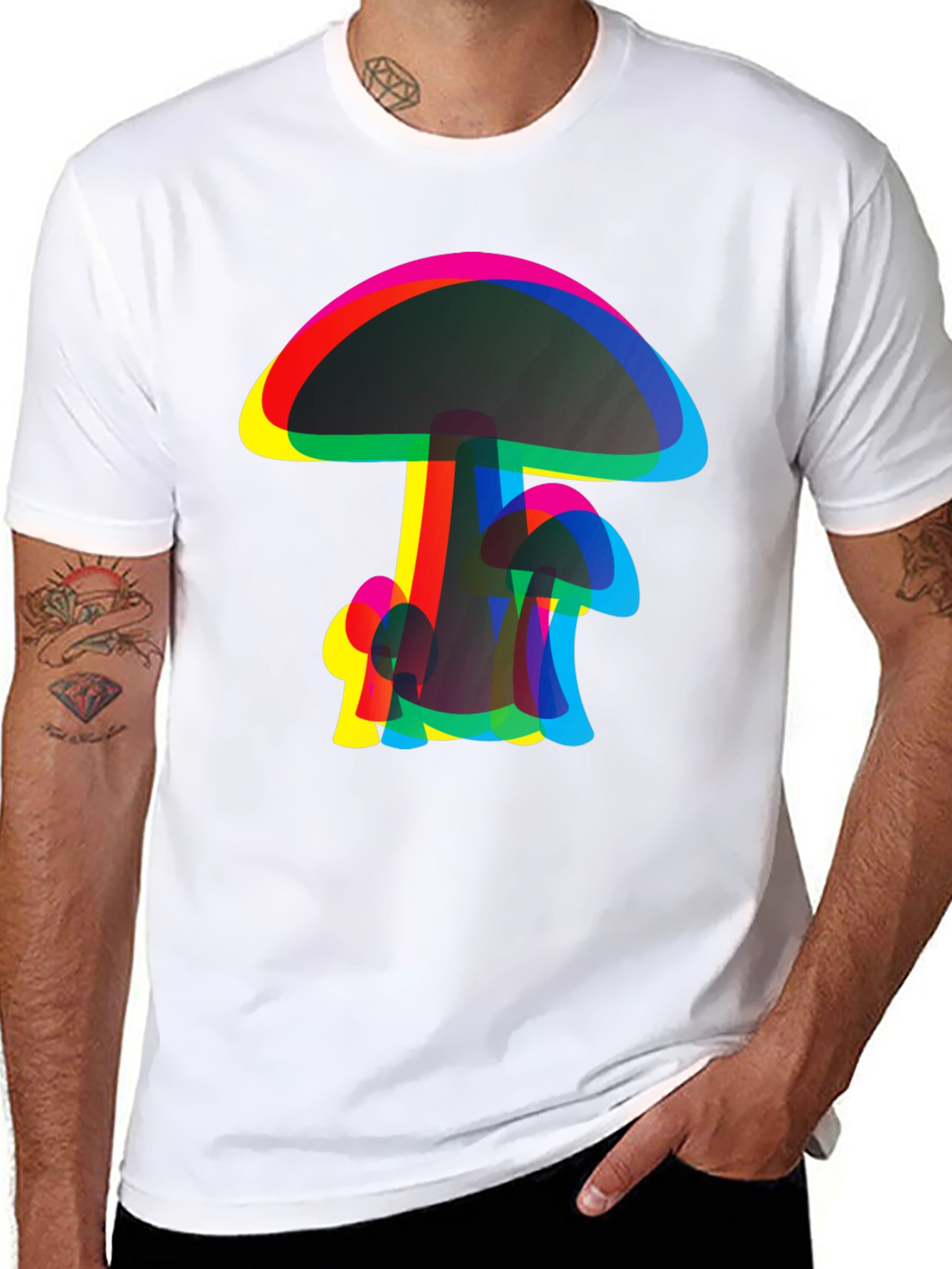 Psychedelic Mushroom Graphic Tee - Black Cotton Comfort