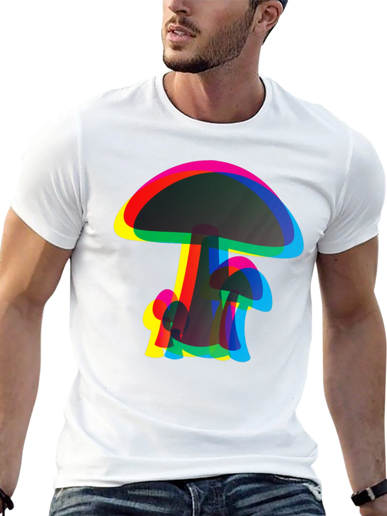 Psychedelic Mushroom Graphic Tee - Black Cotton Comfort