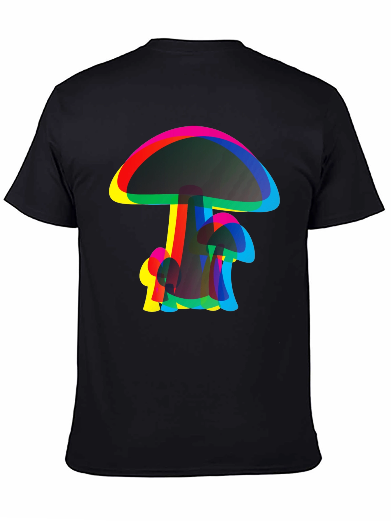 Psychedelic Mushroom Graphic Tee - Black Cotton Comfort