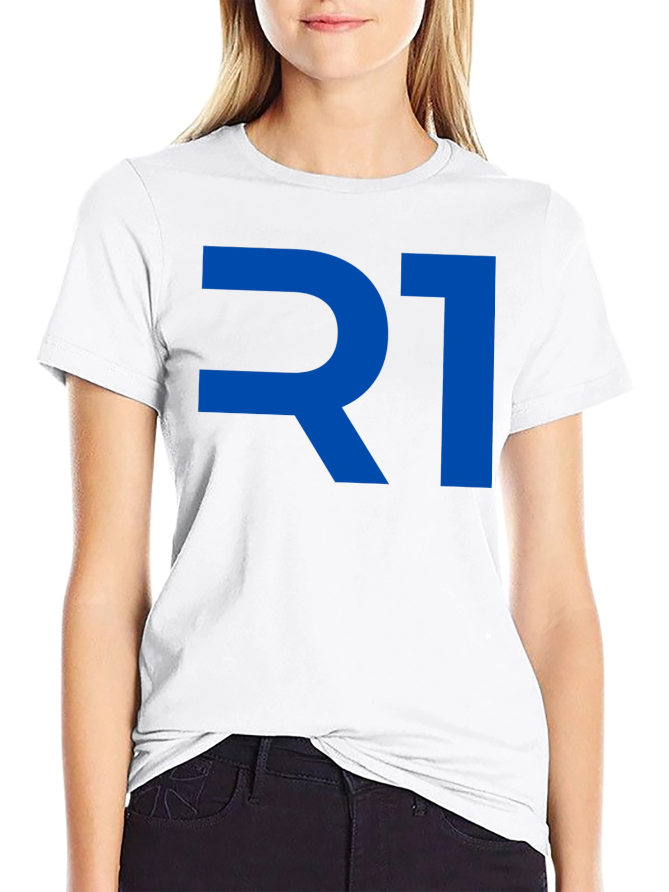 R1 Graphic T-Shirt - Bold Blue Print on Black