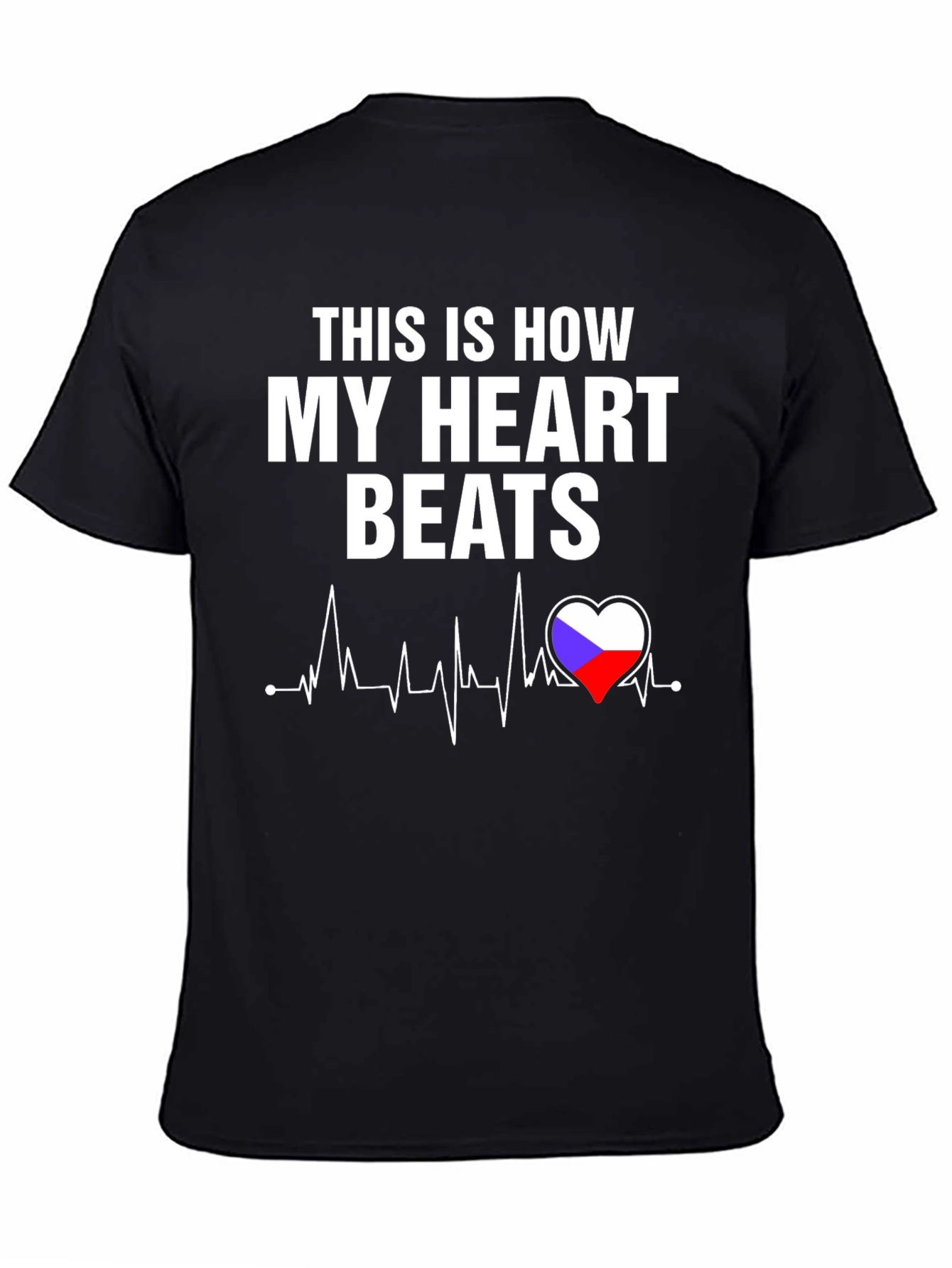 Heartbeat T-Shirt - Czech Flag Heart