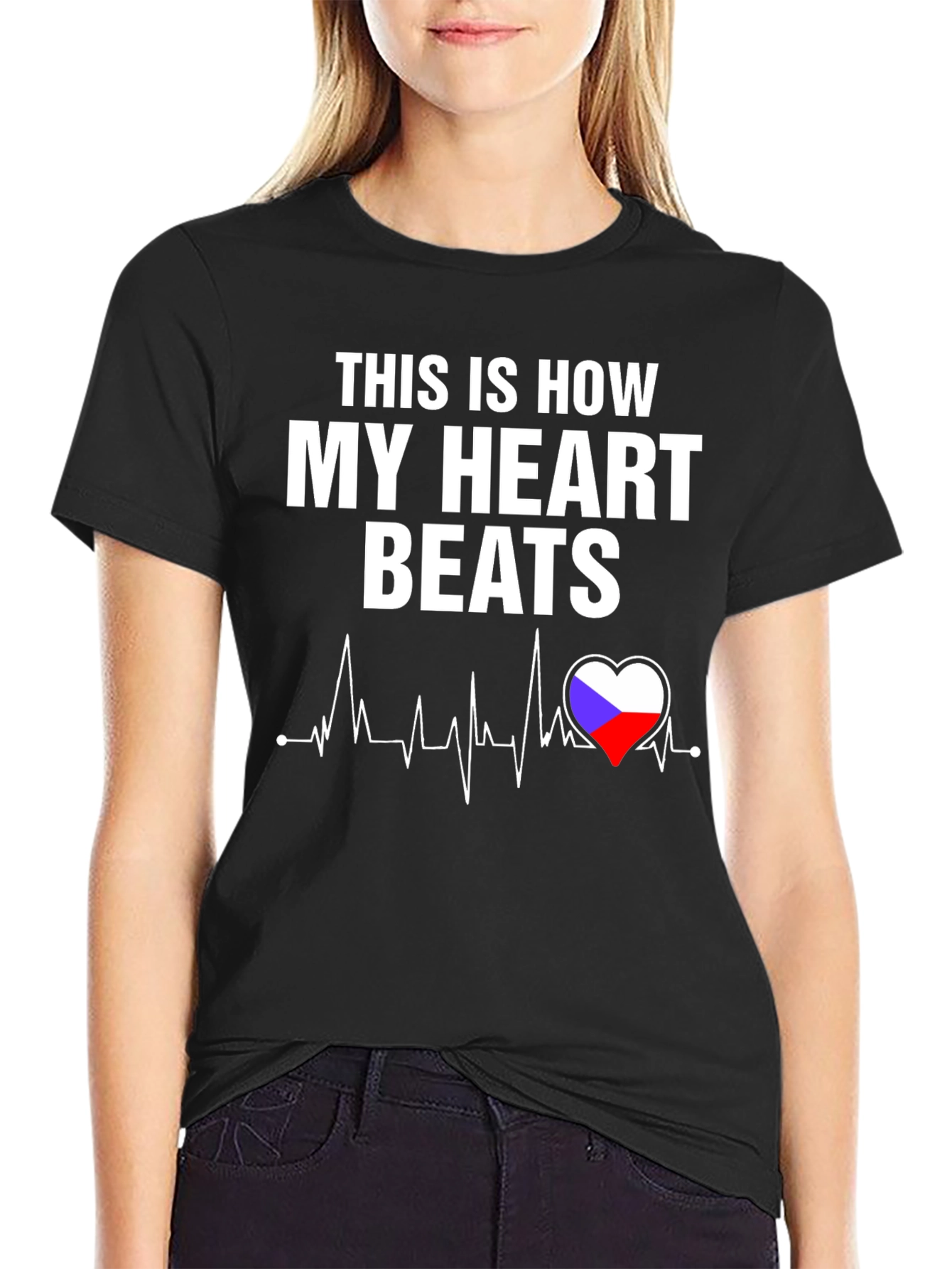 Heartbeat T-Shirt - Czech Flag Heart