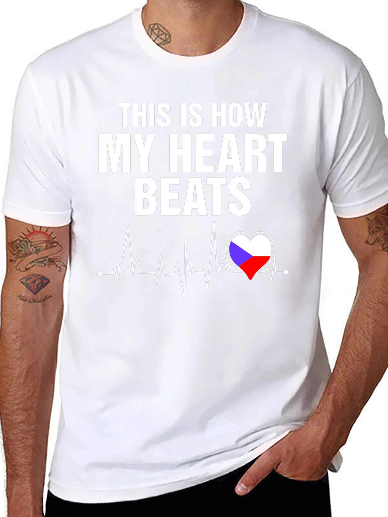 Heartbeat T-Shirt - Czech Flag Heart
