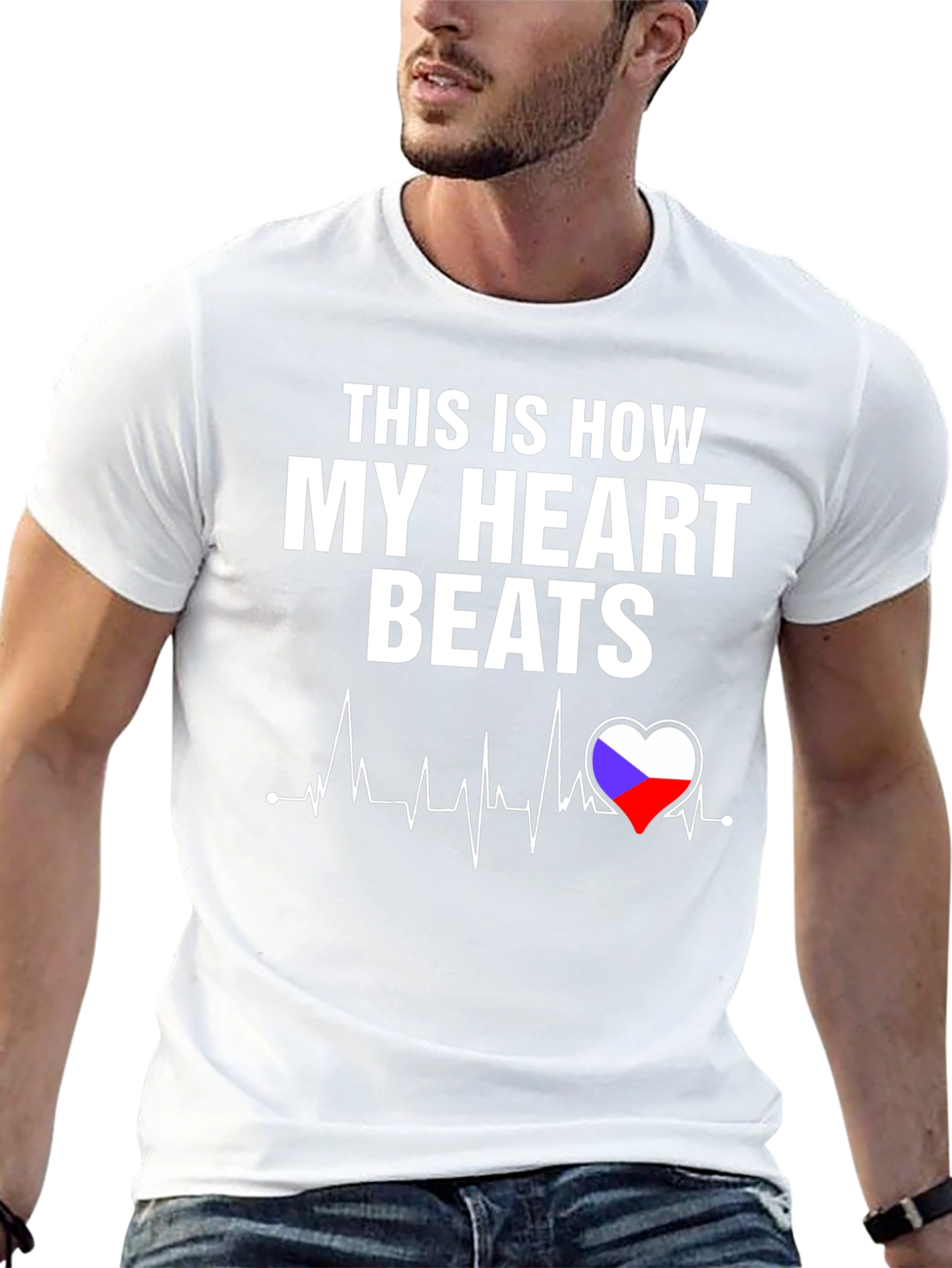 Heartbeat T-Shirt - Czech Flag Heart