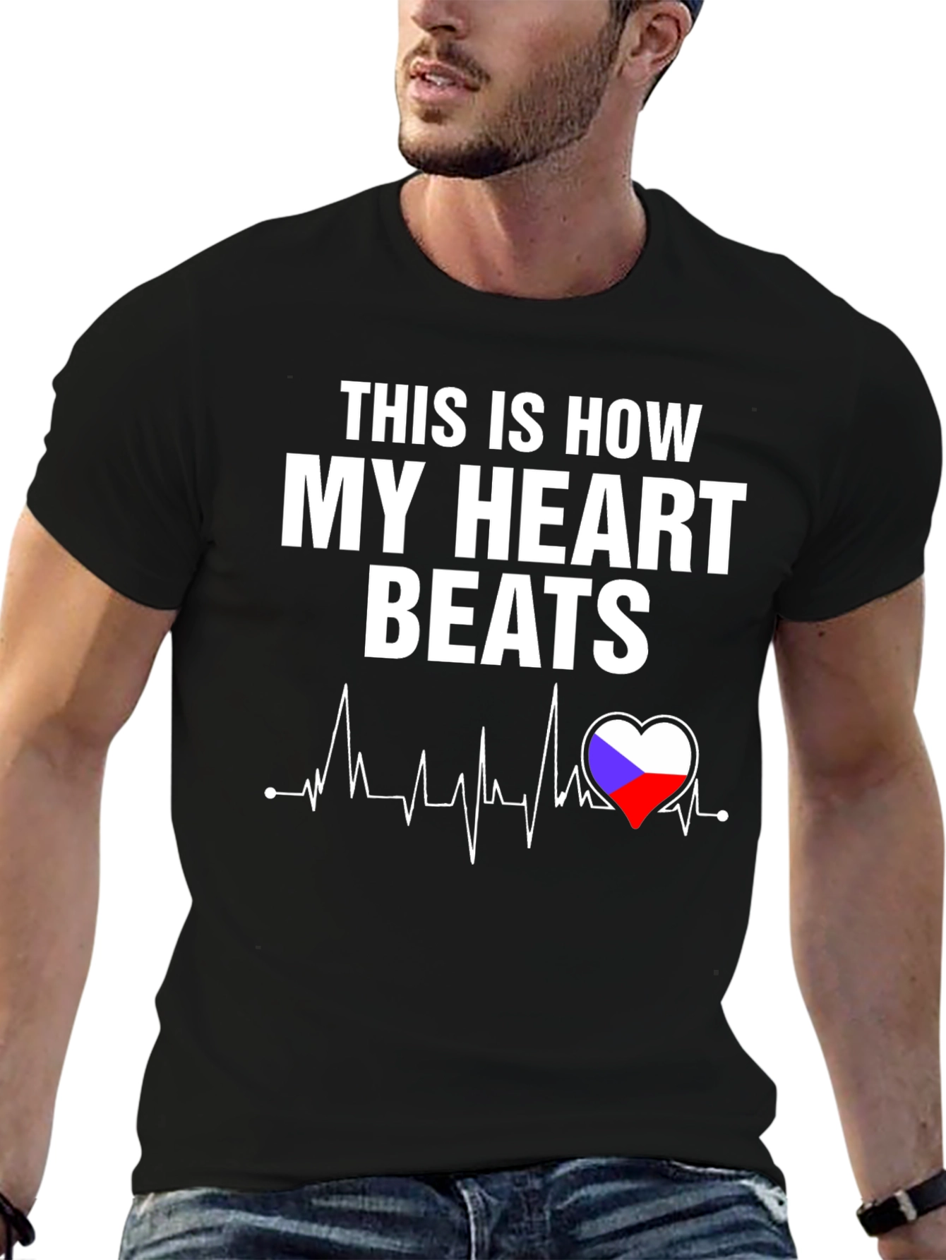 Heartbeat T-Shirt - Czech Flag Heart