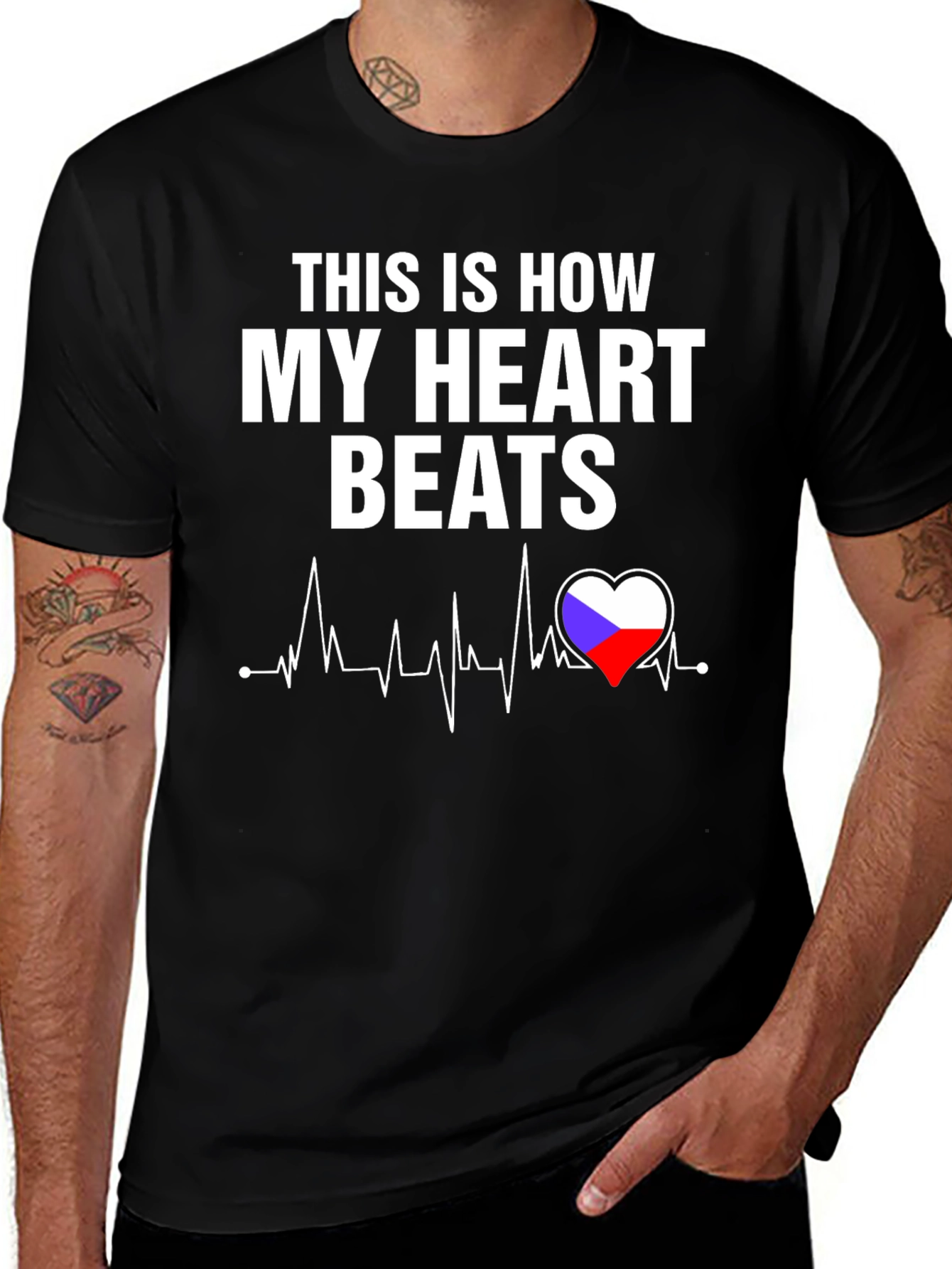Heartbeat T-Shirt - Czech Flag Heart
