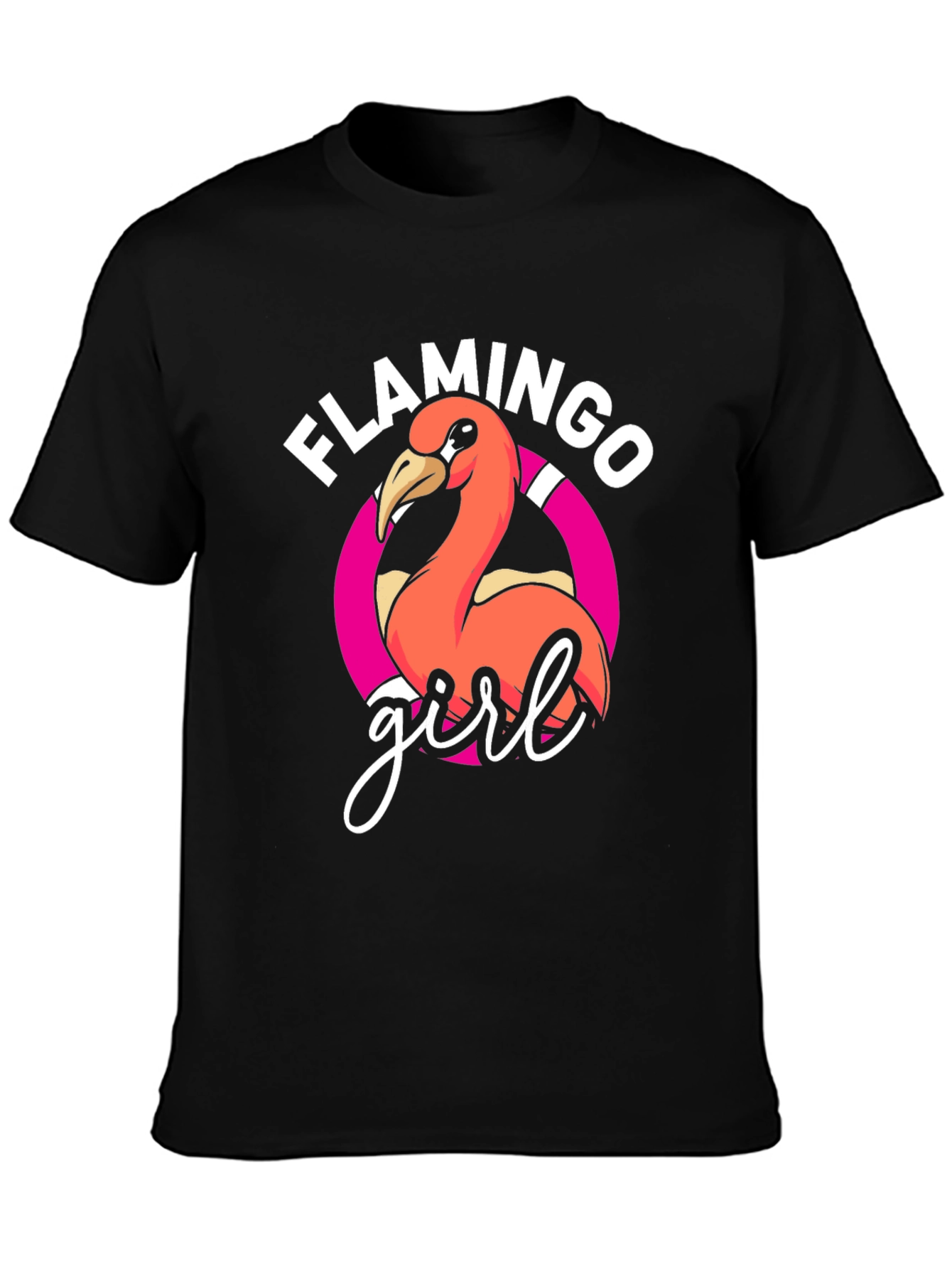 Flamingo Girl Graphic Tee - Black T-Shirt