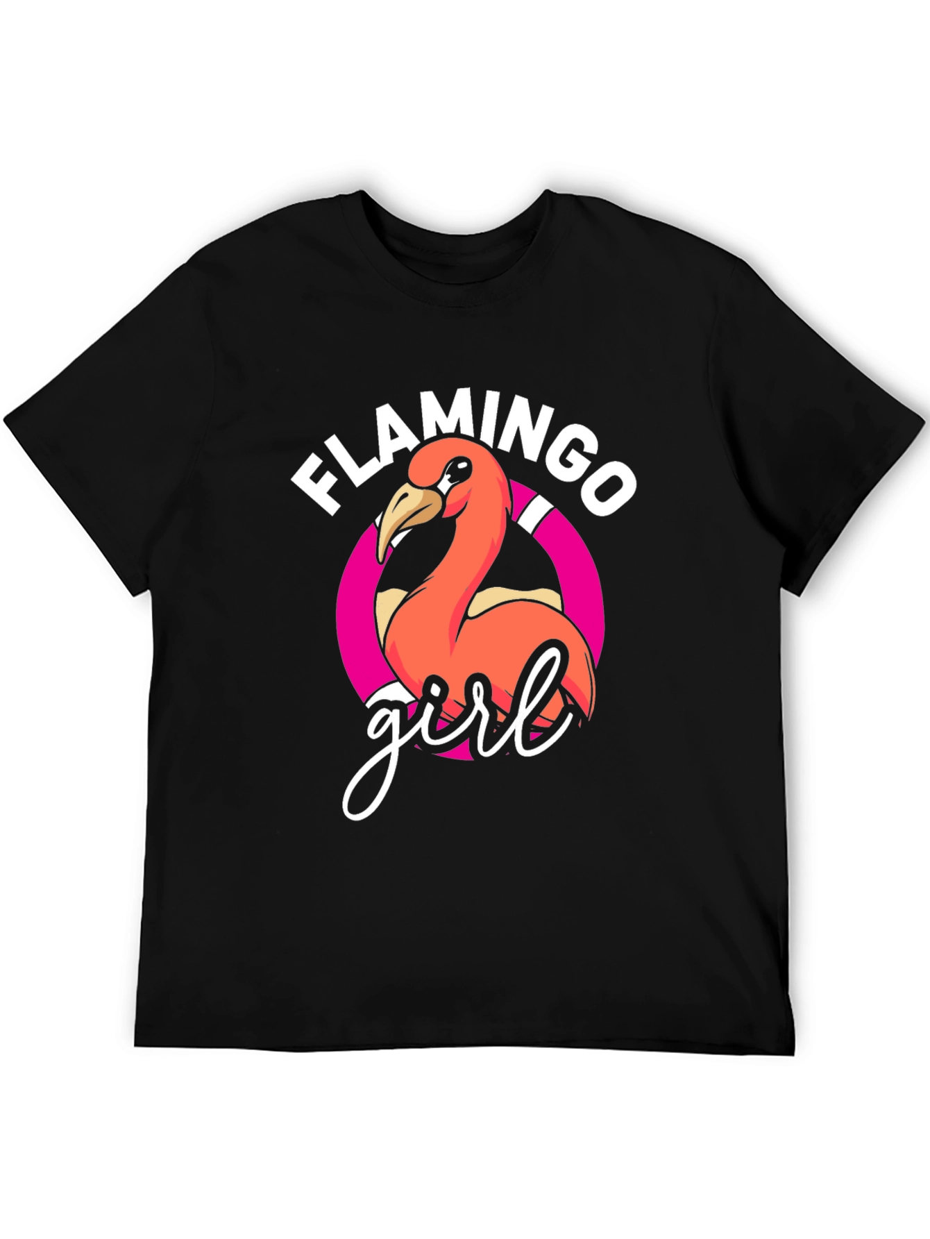 Flamingo Girl Graphic Tee - Black T-Shirt