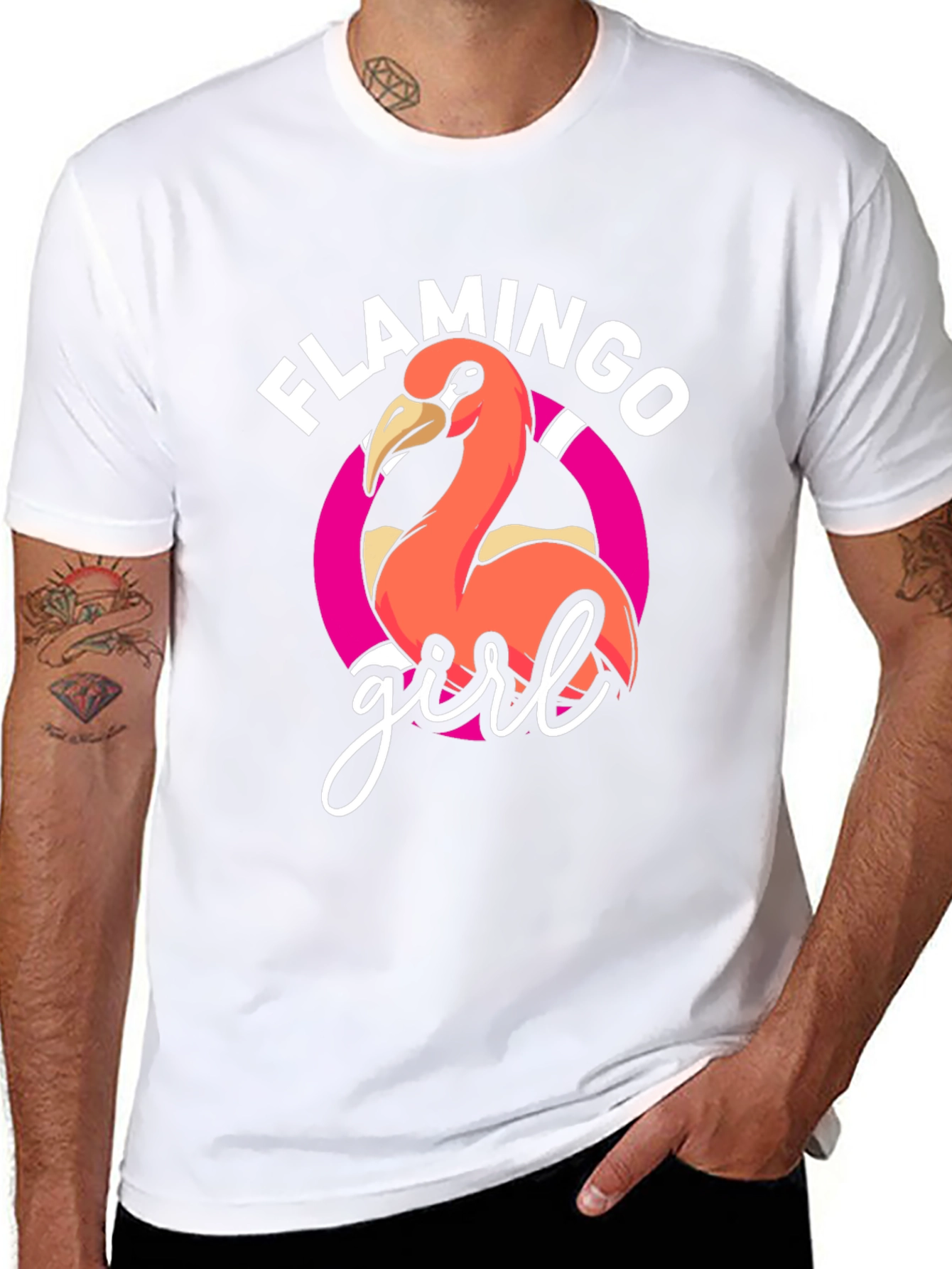 Flamingo Girl Graphic Tee - Black T-Shirt