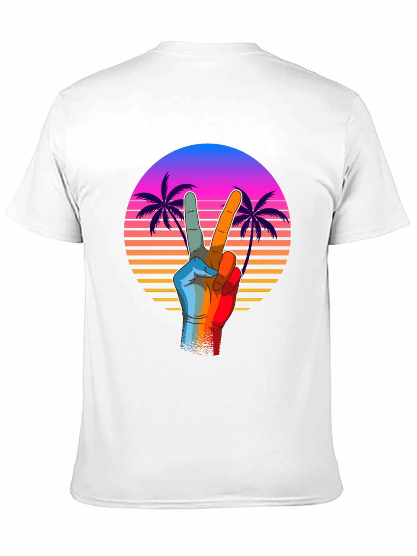 Retro Palm Peace Sign Black T-Shirt