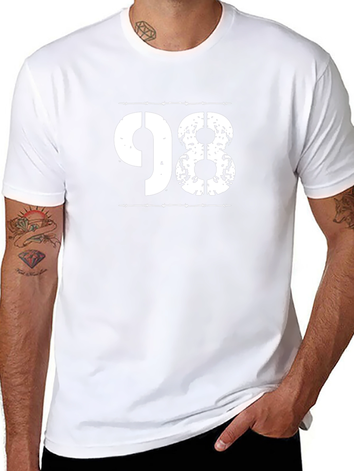 Grunge 98 Graphic T-Shirt - Distressed Number Design