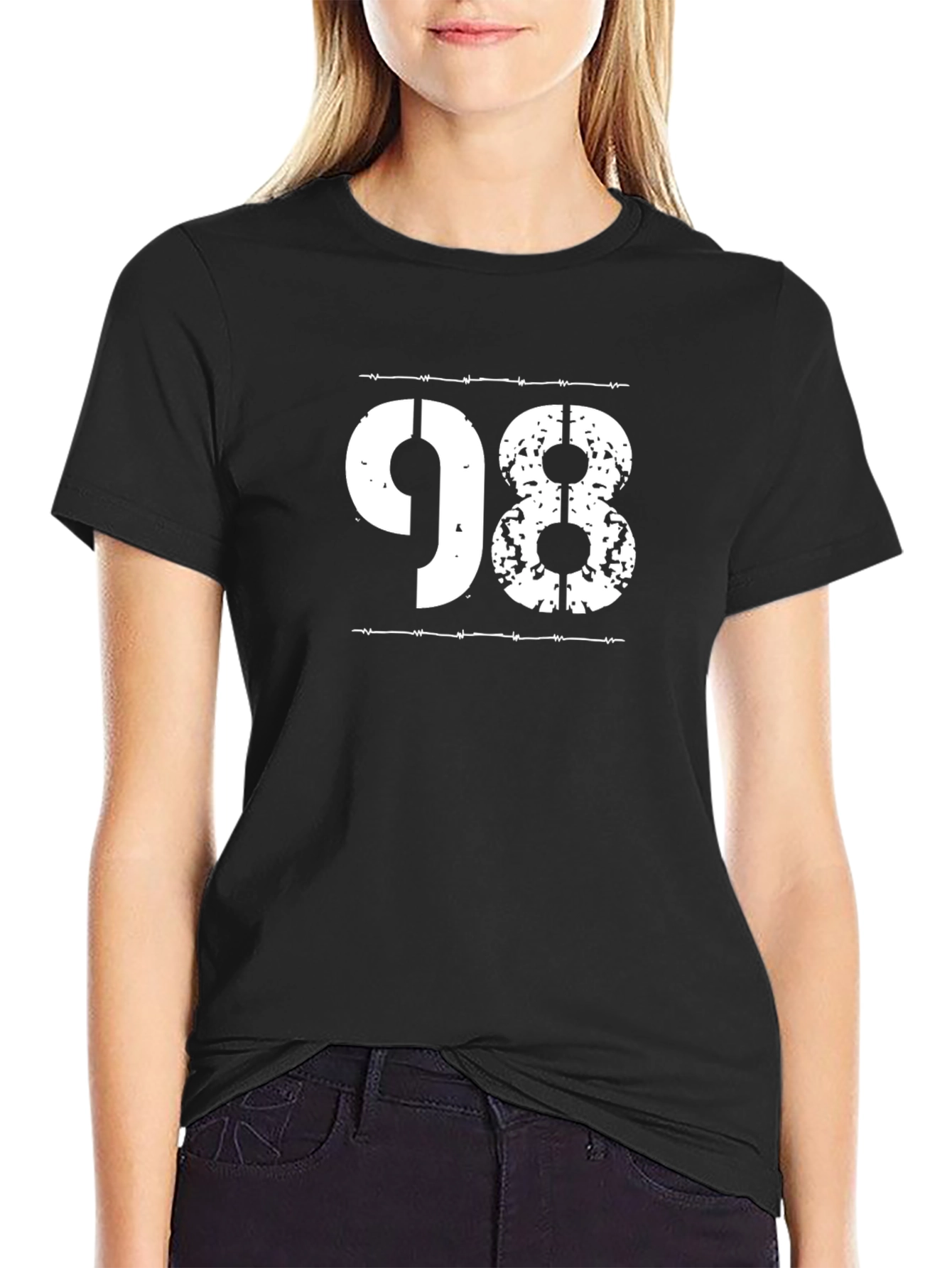 Grunge 98 Graphic T-Shirt - Distressed Number Design