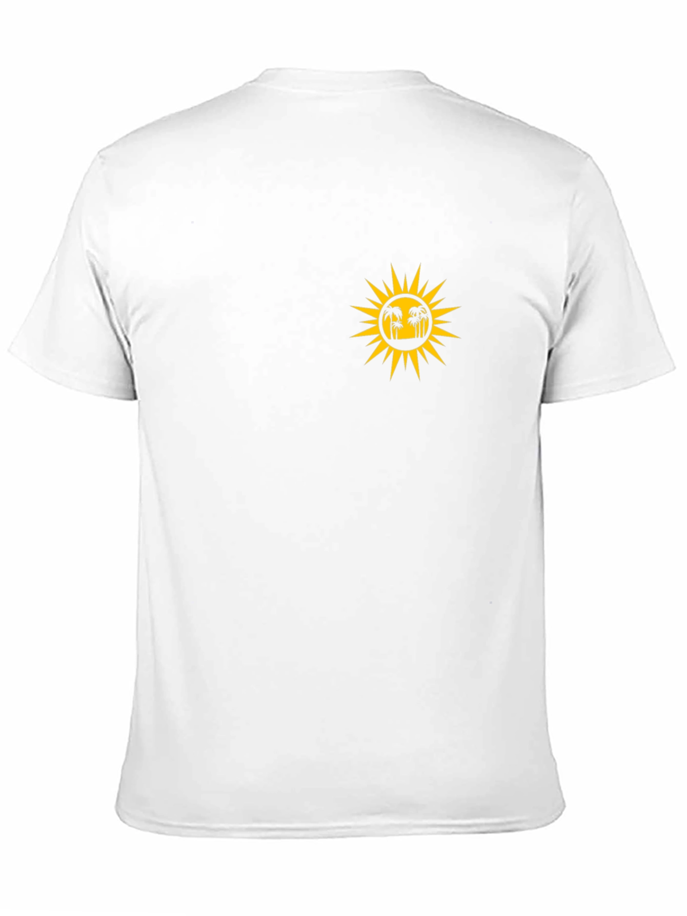 Black T-Shirt with Sun and Palm Tree Graphic