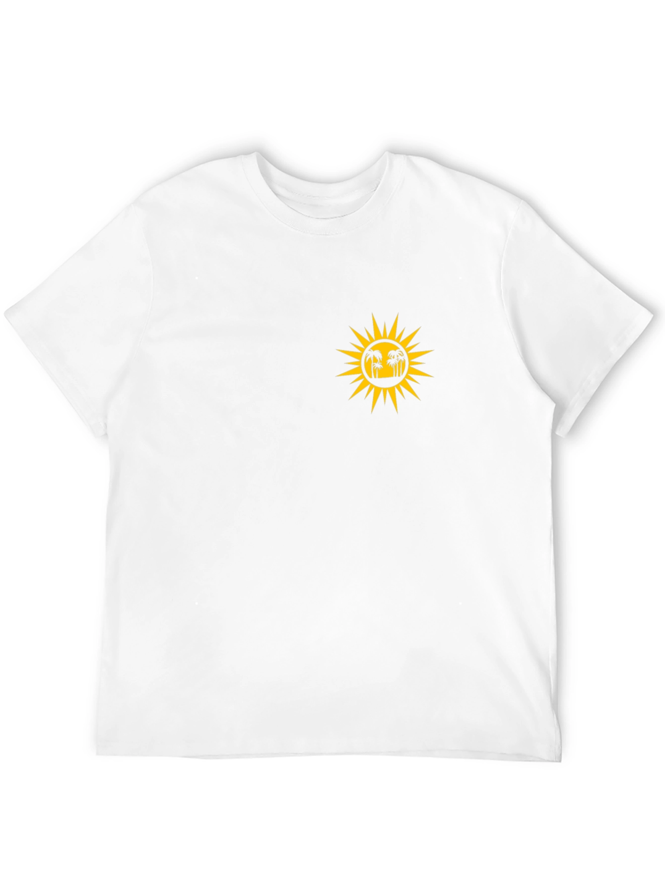 Black T-Shirt with Sun and Palm Tree Graphic
