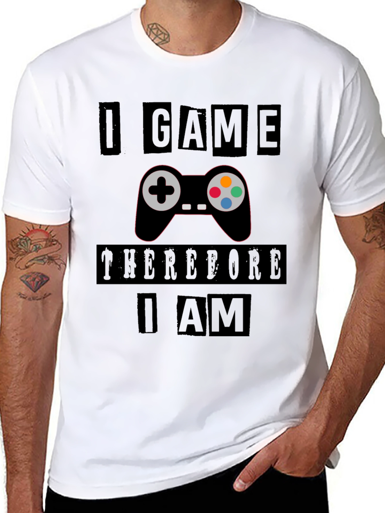 Gamers Black T-Shirt: I Game Therefore I Am