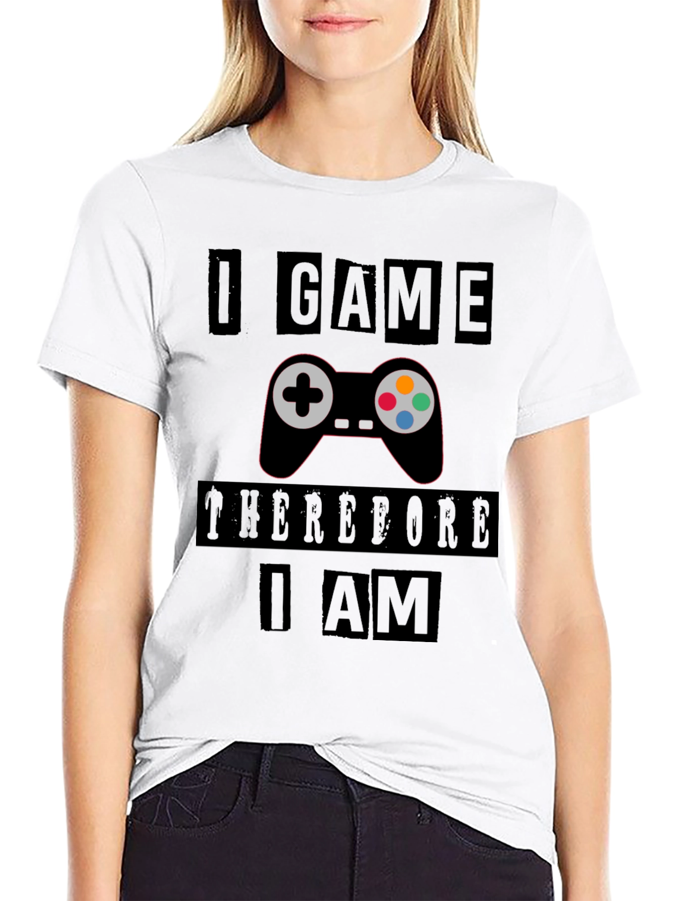 Gamers Black T-Shirt: I Game Therefore I Am