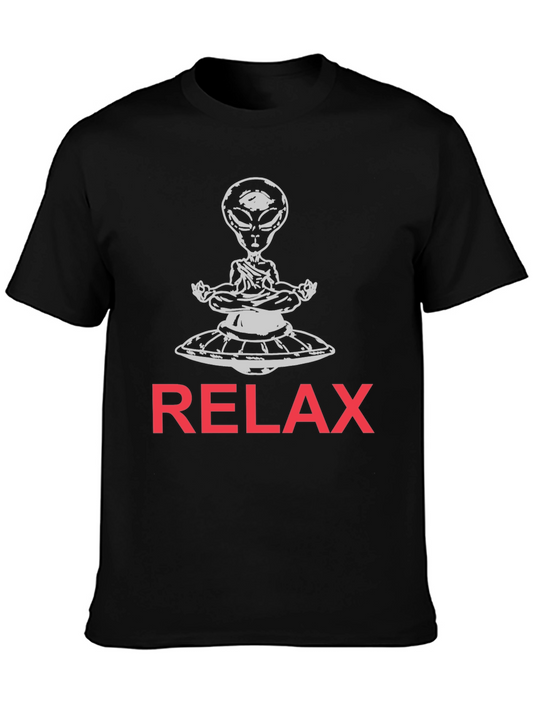 Relax Alien Graphic T-Shirt - Meditation Zen UFO Tee