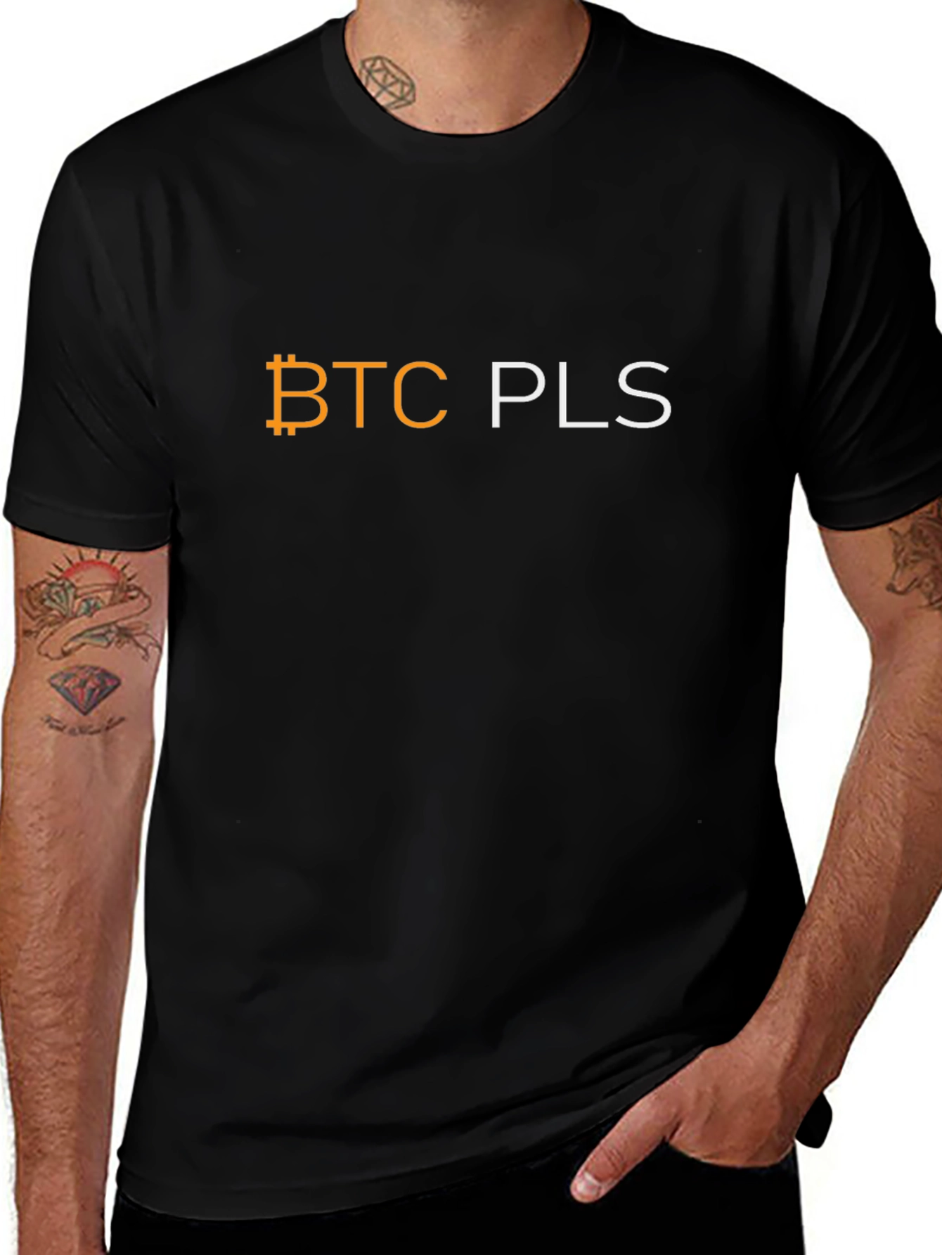 BTC PLS Black T-Shirt - Crypto Bitcoin Tee