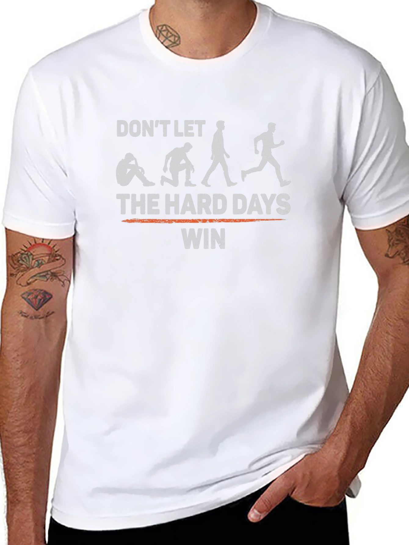 Motivational Dont Let Hard Days Win Black T-Shirt