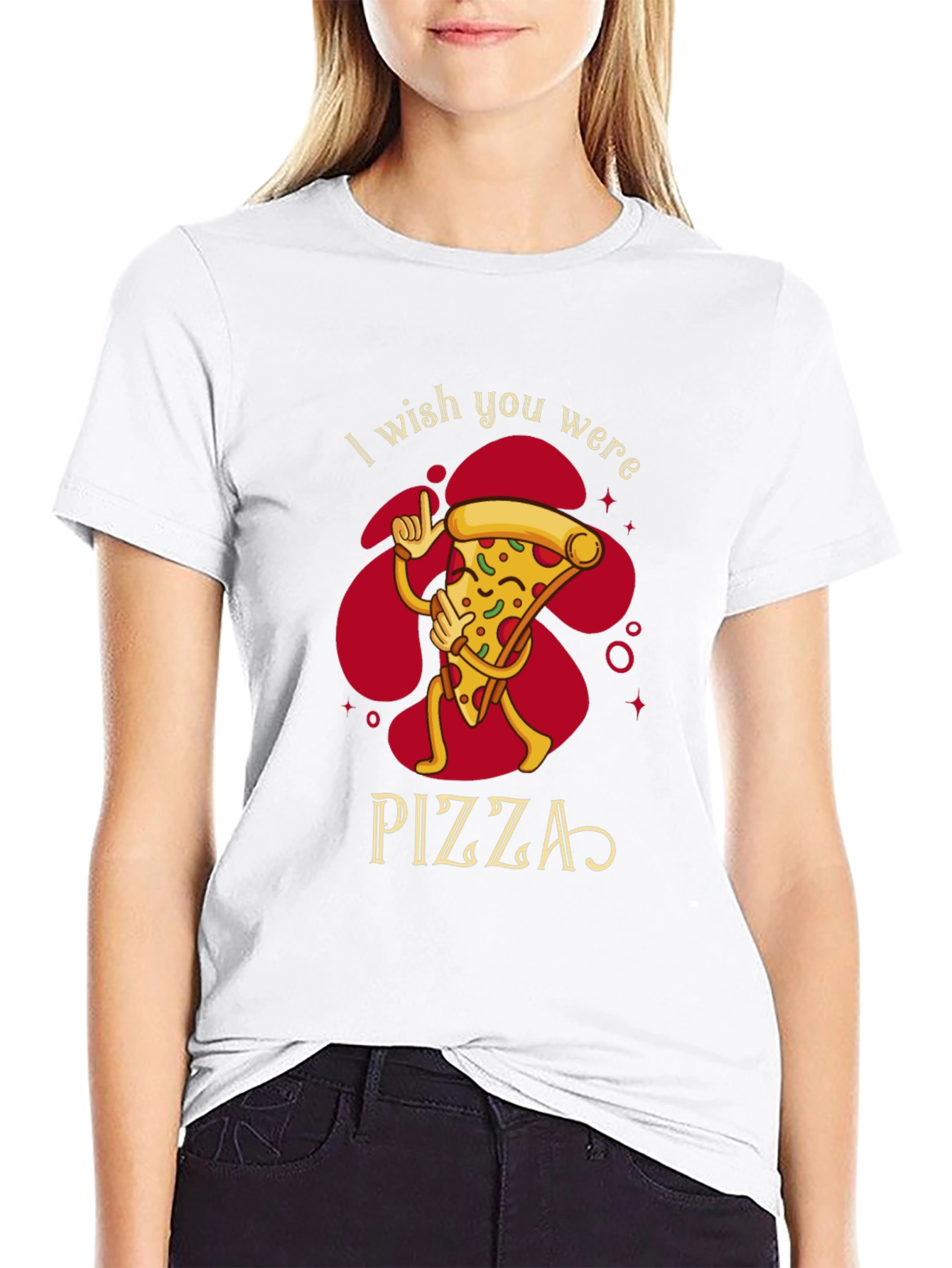 I Wish You Were Pizza Funny Graphic T-Shirt