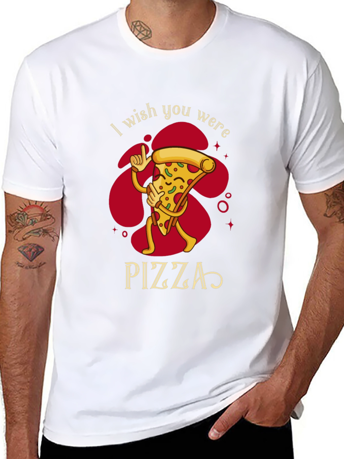 I Wish You Were Pizza Funny Graphic T-Shirt