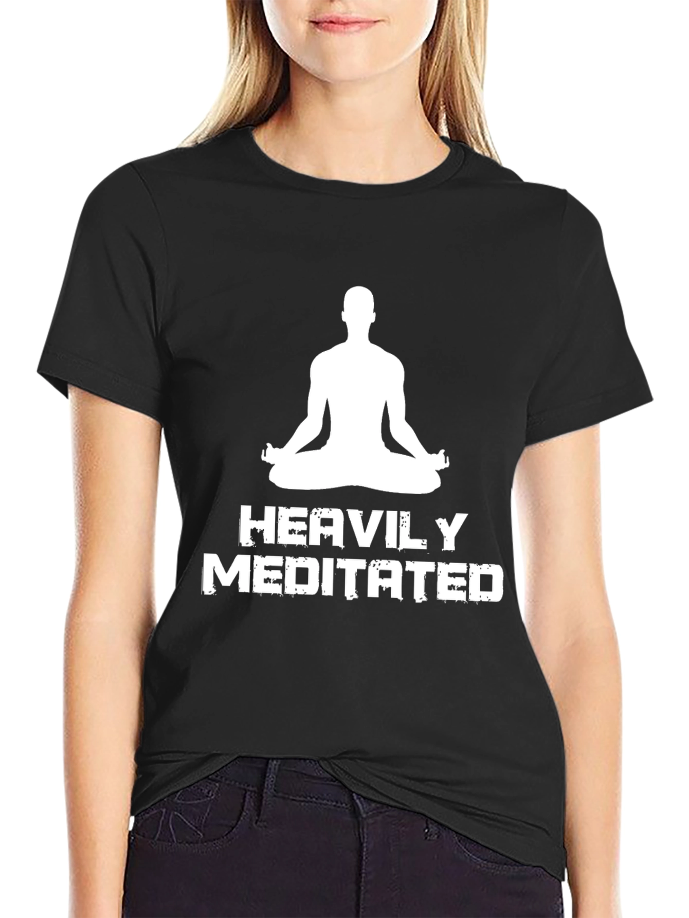 Heavily Meditated Black T-Shirt - Yoga Zen