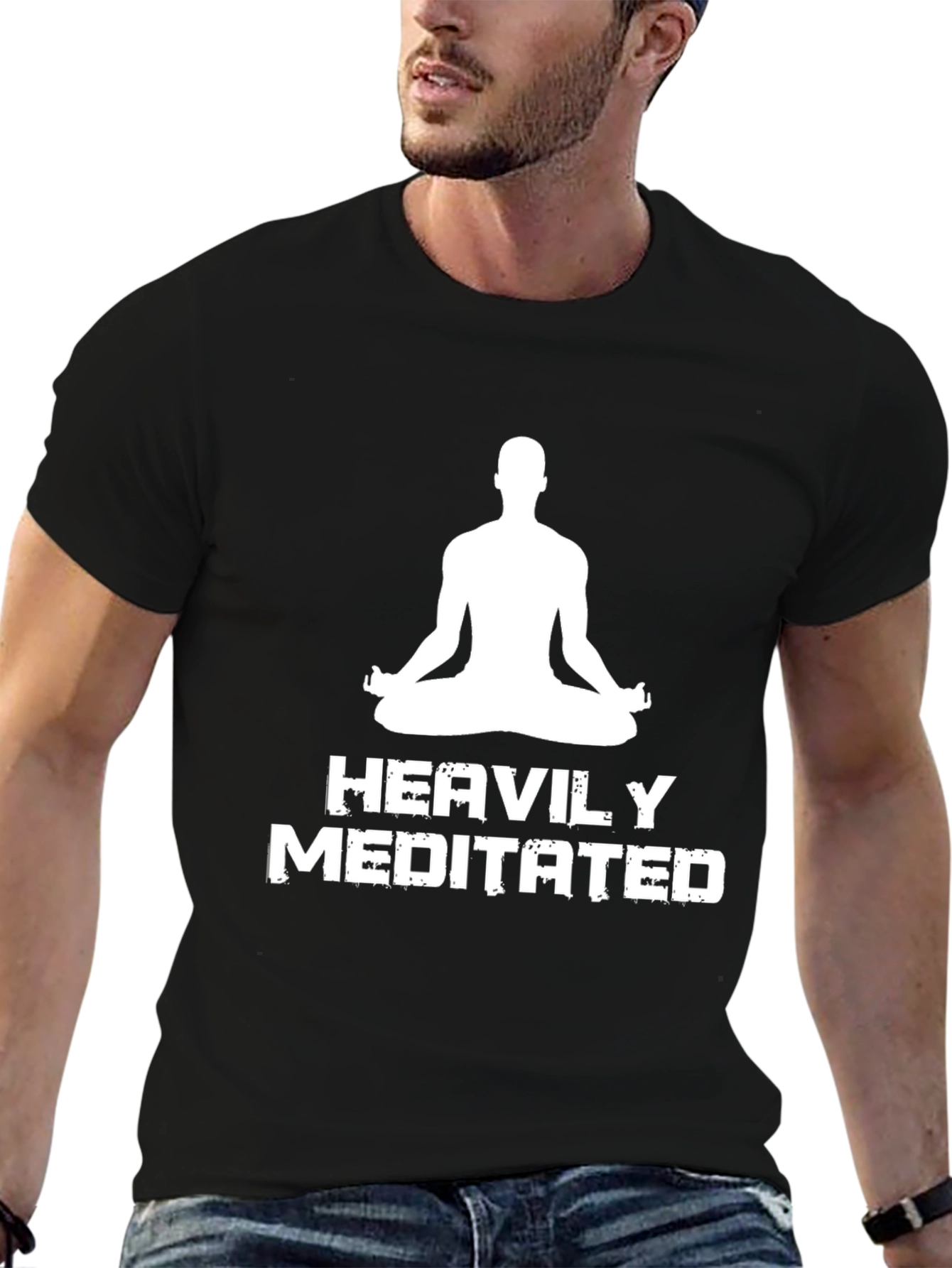 Heavily Meditated Black T-Shirt - Yoga Zen
