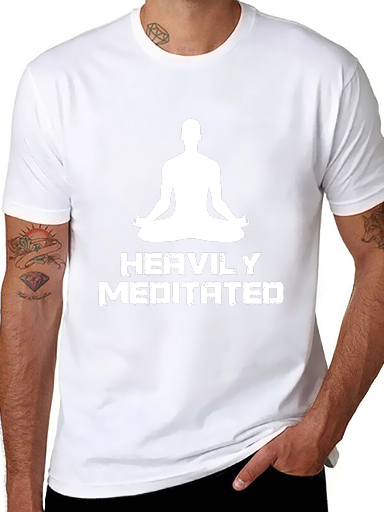 Heavily Meditated Black T-Shirt - Yoga Zen
