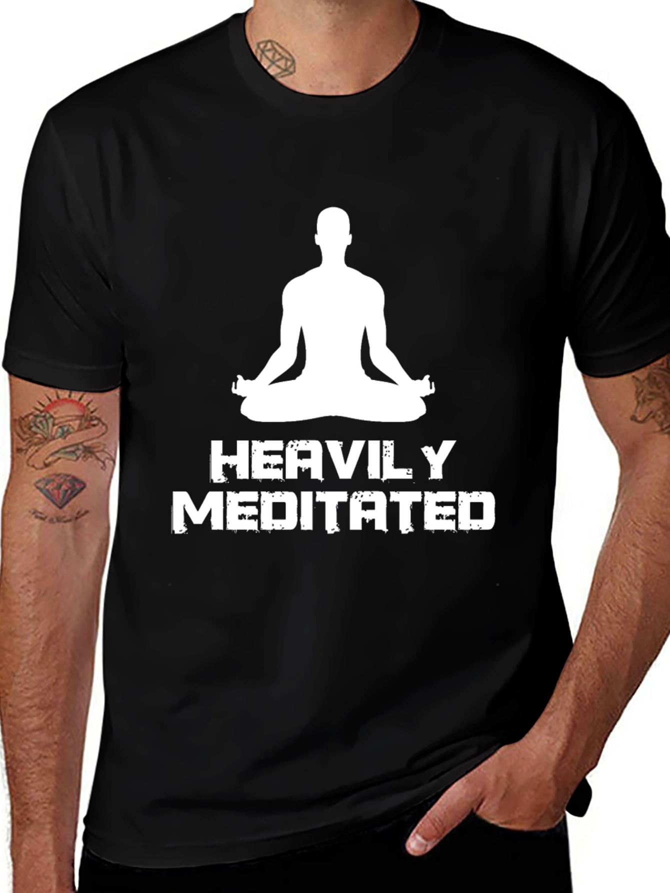 Heavily Meditated Black T-Shirt - Yoga Zen
