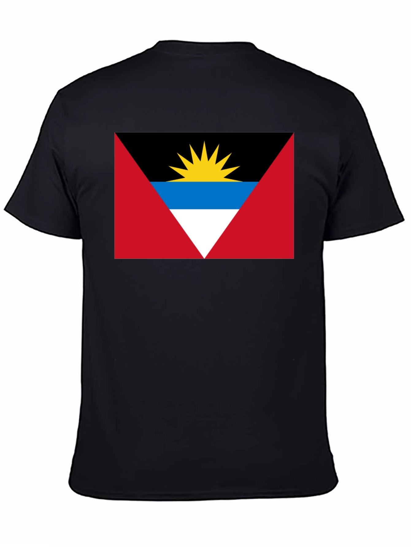 Antigua and Barbuda Flag Graphic T-Shirt - Black