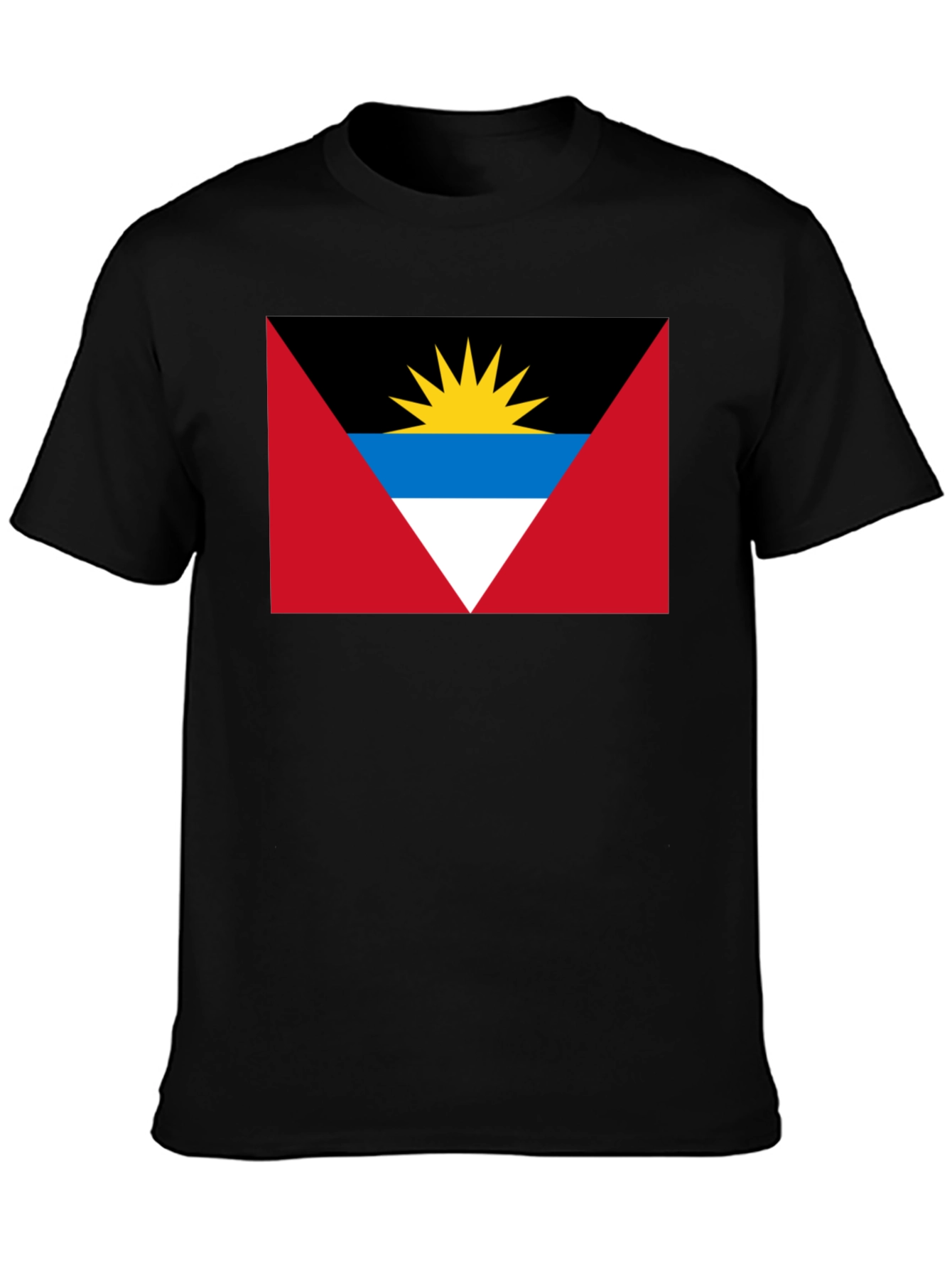 Antigua and Barbuda Flag Graphic T-Shirt - Black