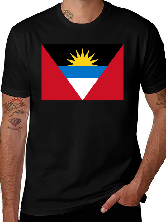 Antigua and Barbuda Flag Graphic T-Shirt - Black