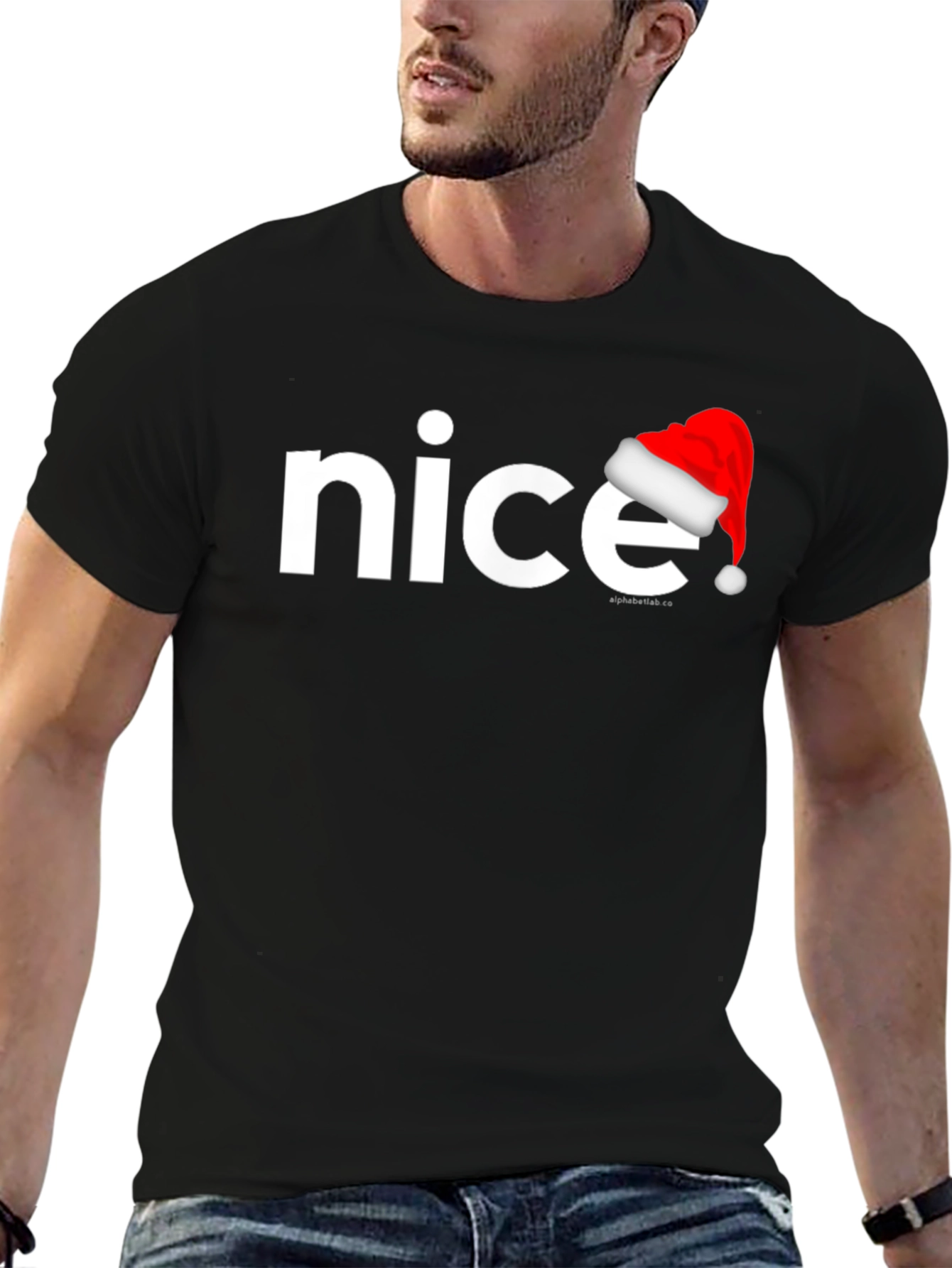 Nice Santa Hat Graphic Tee - Holiday Cheer
