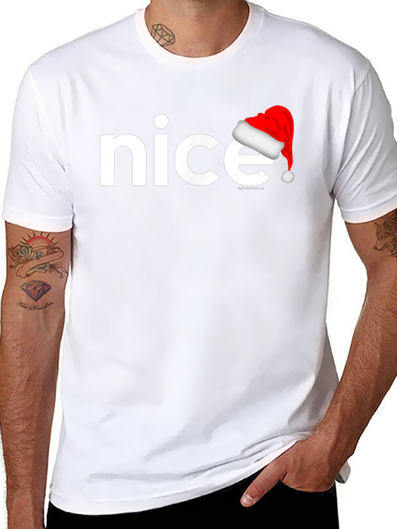 Nice Santa Hat Graphic Tee - Holiday Cheer