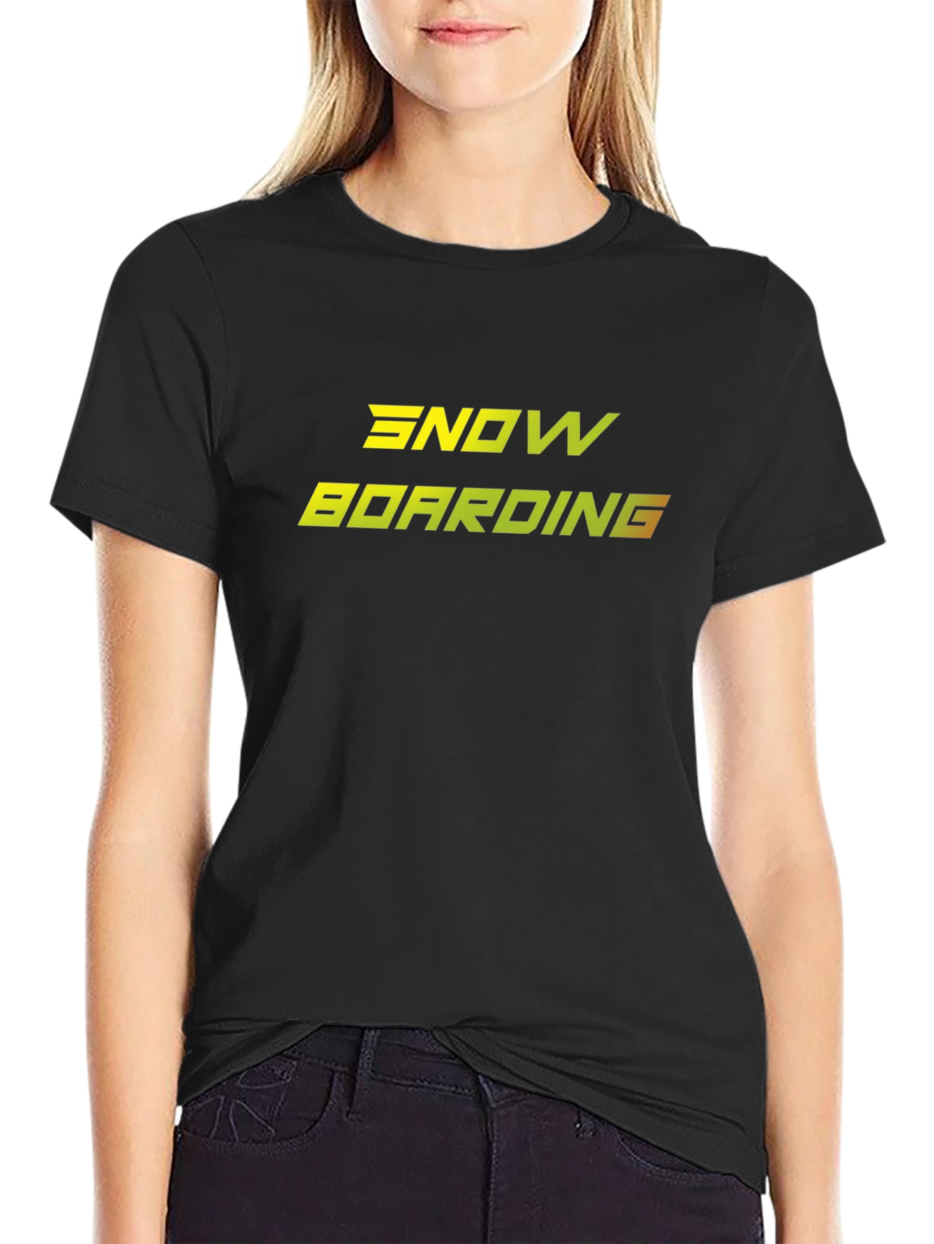 Snowboarding Graphic Tee - Black Cotton Comfort