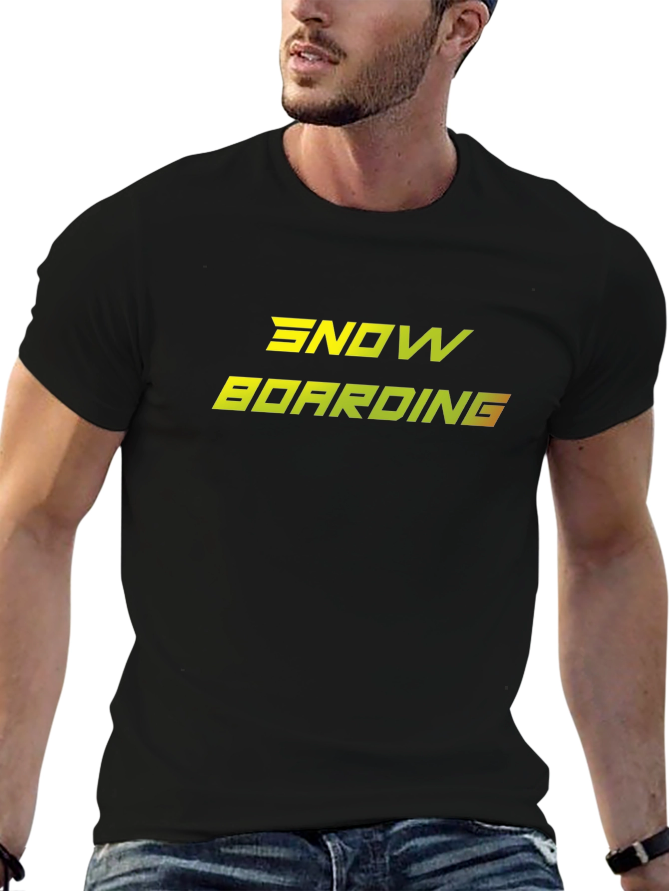 Snowboarding Graphic Tee - Black Cotton Comfort
