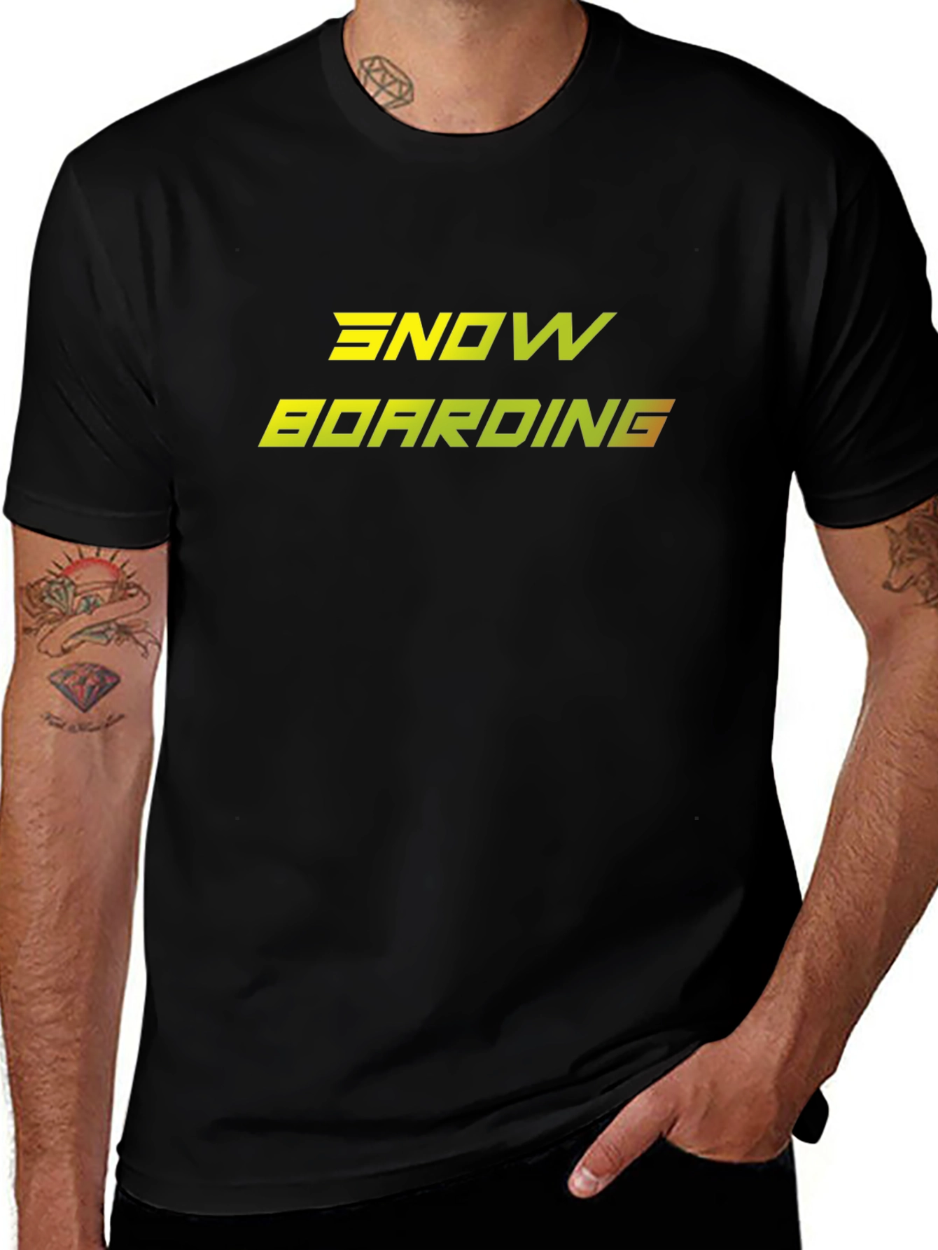 Snowboarding Graphic Tee - Black Cotton Comfort