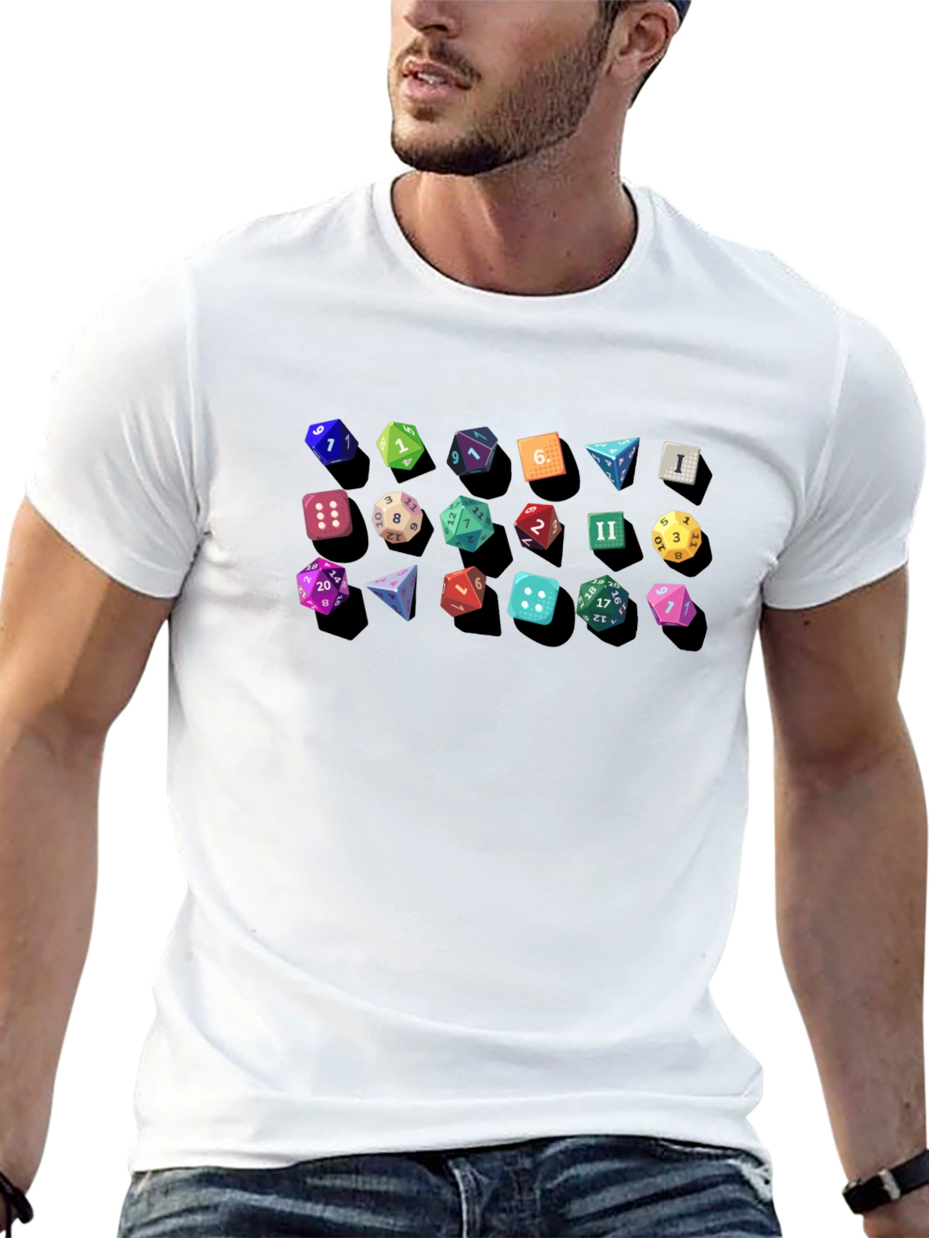 D&D Dice Graphic Tee - Gamer Gift