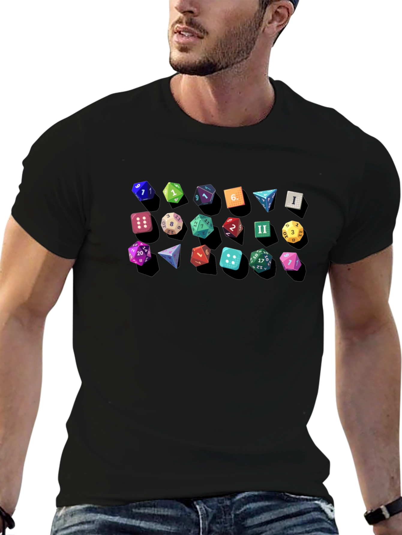 D&D Dice Graphic Tee - Gamer Gift