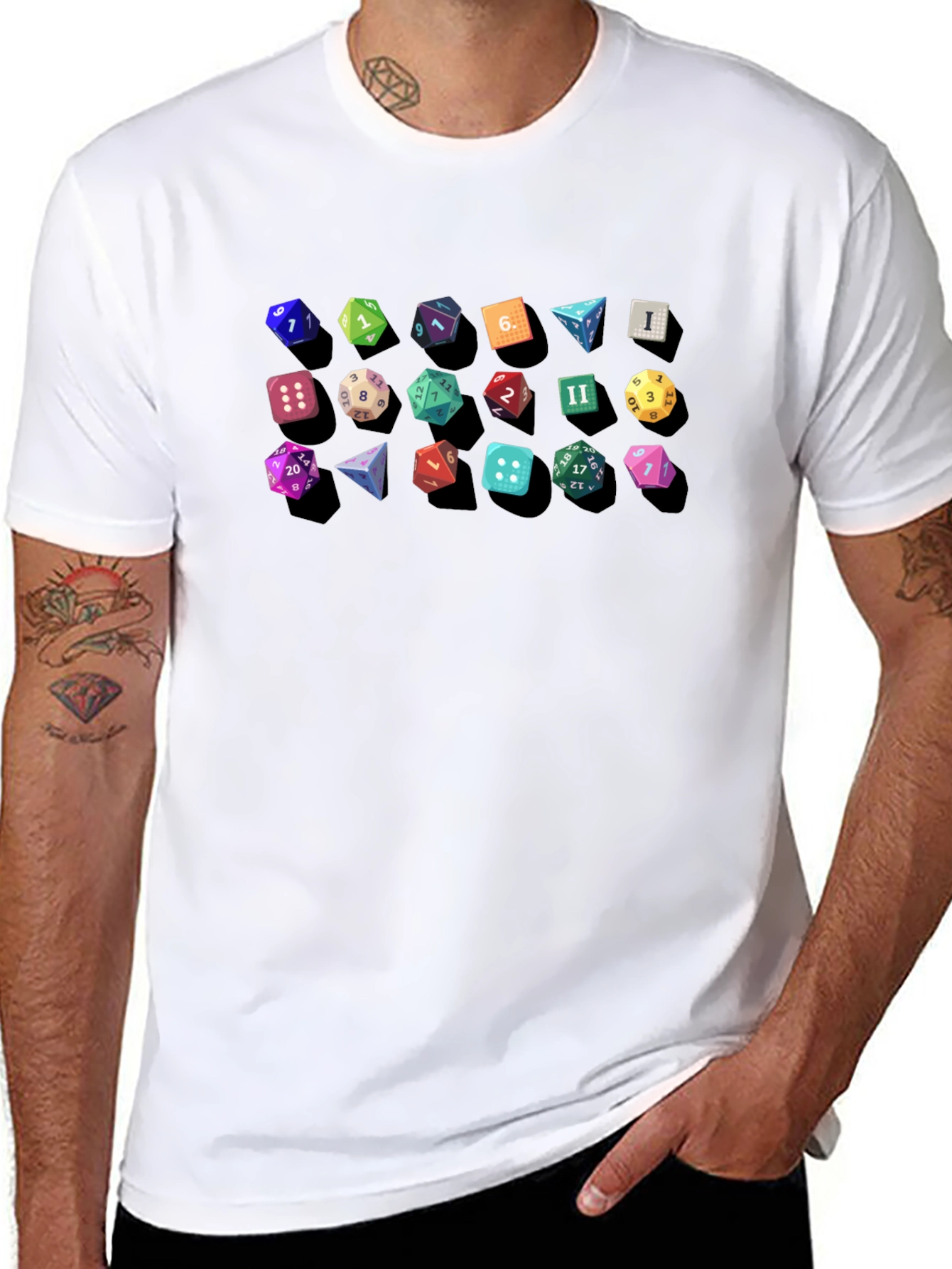D&D Dice Graphic Tee - Gamer Gift