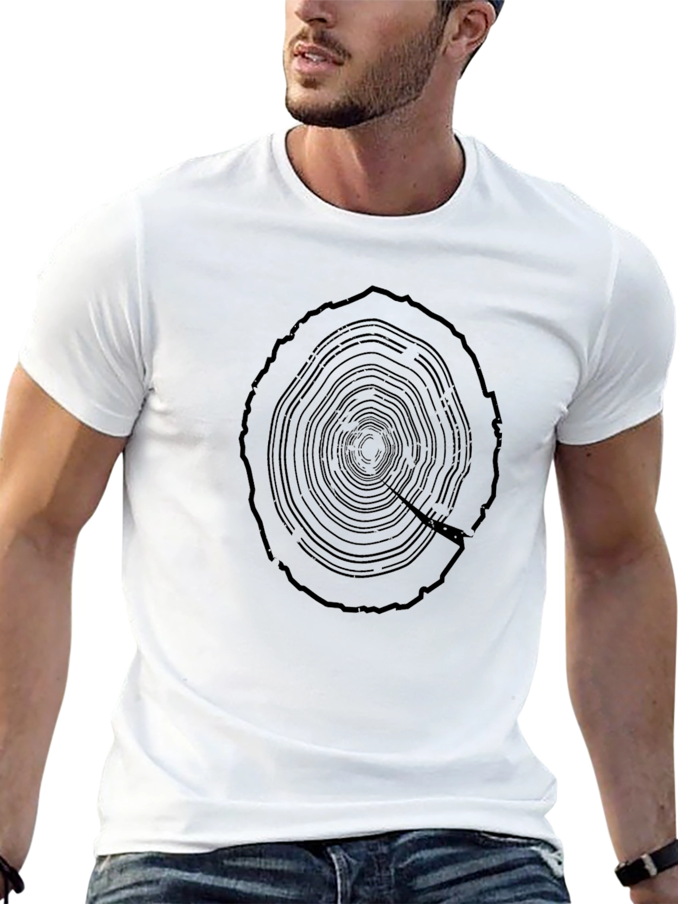 Tree Ring Graphic Tee - Mens Black Cotton T-Shirt