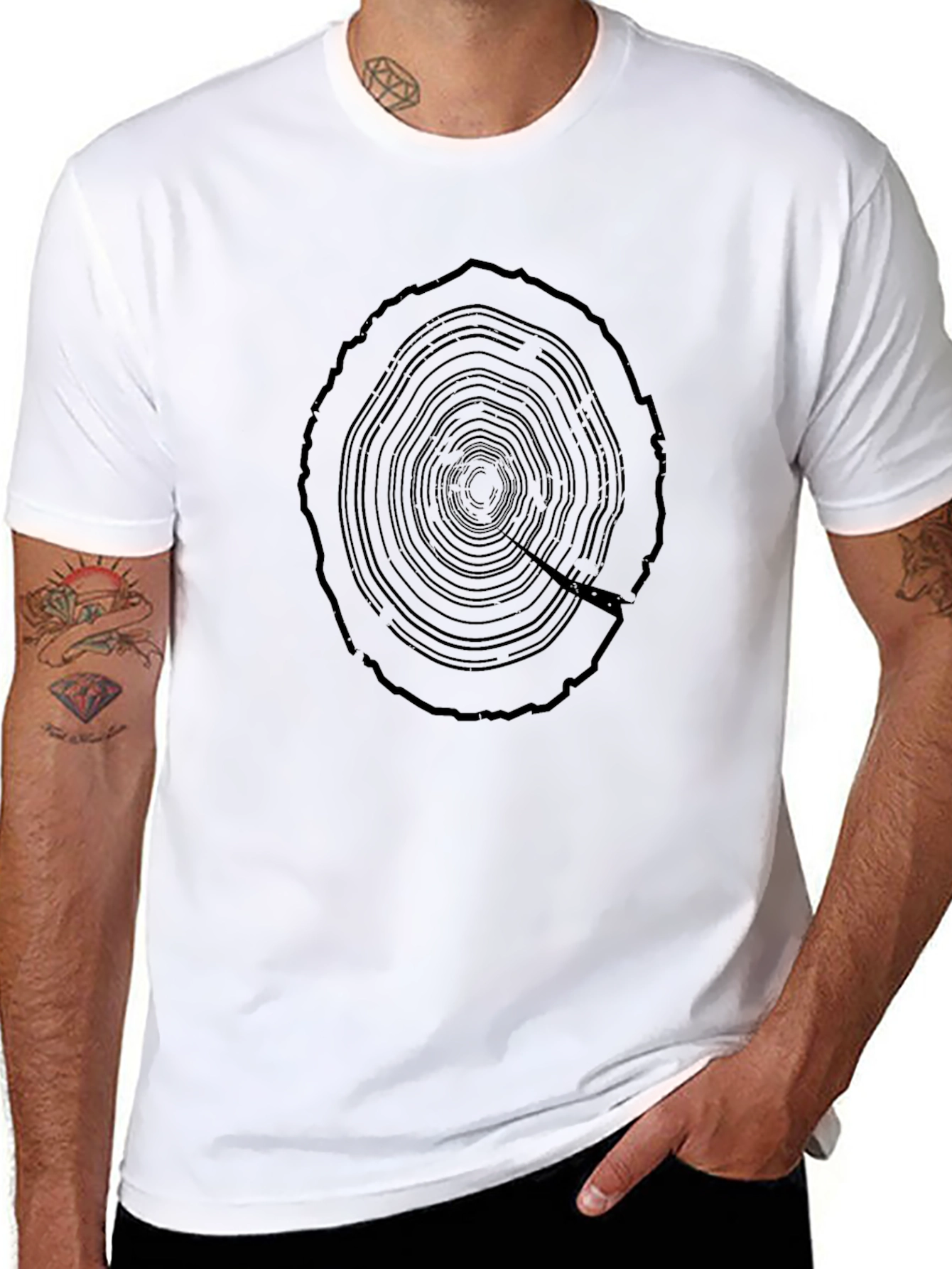 Tree Ring Graphic Tee - Mens Black Cotton T-Shirt
