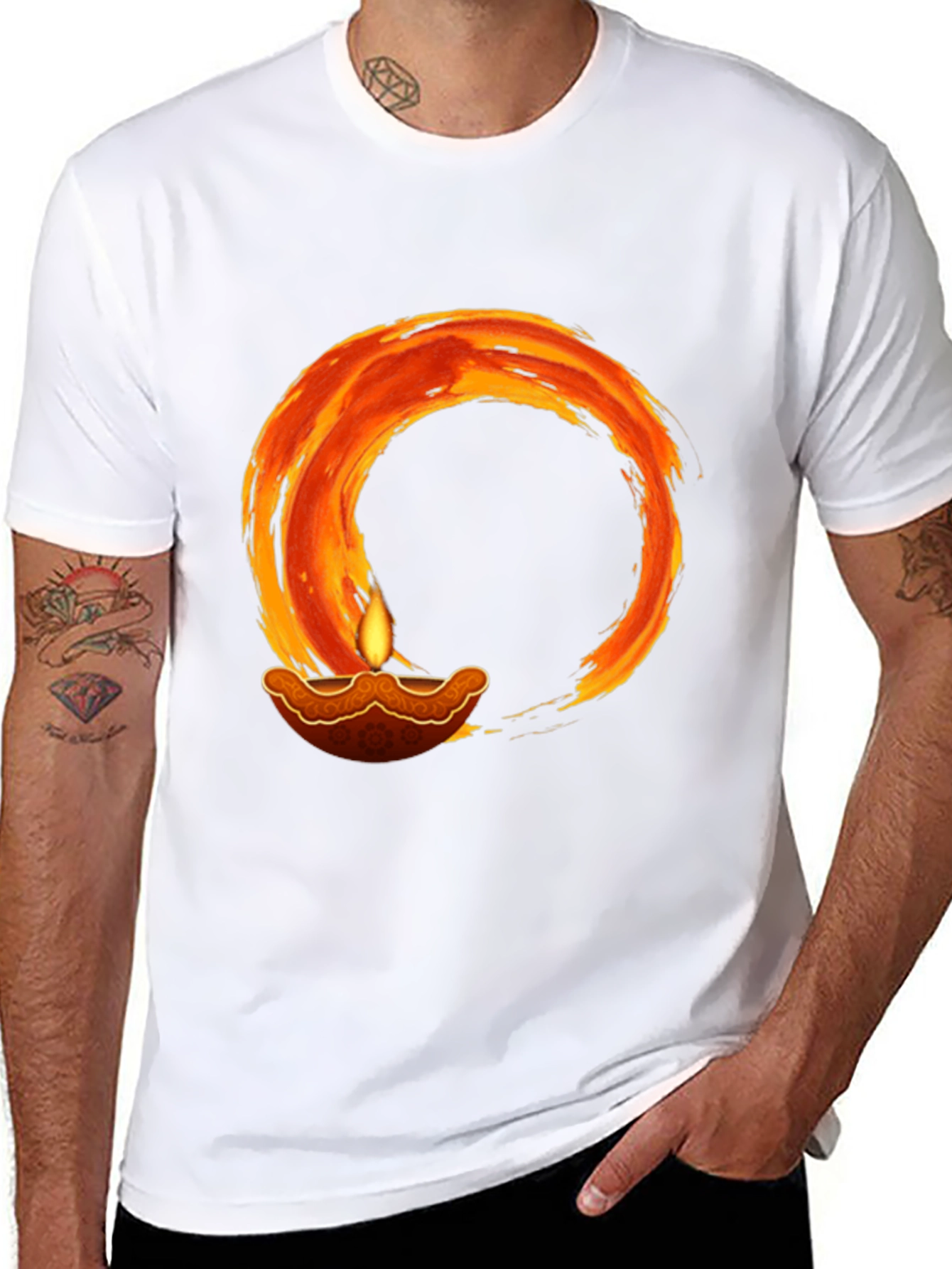 Diwali Lamp T-Shirt - Black Graphic Tee