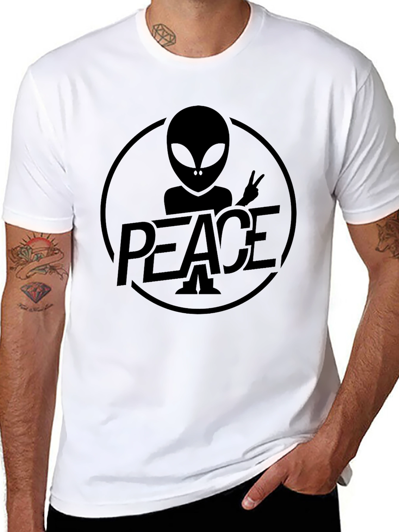 Peace Alien Graphic T-Shirt