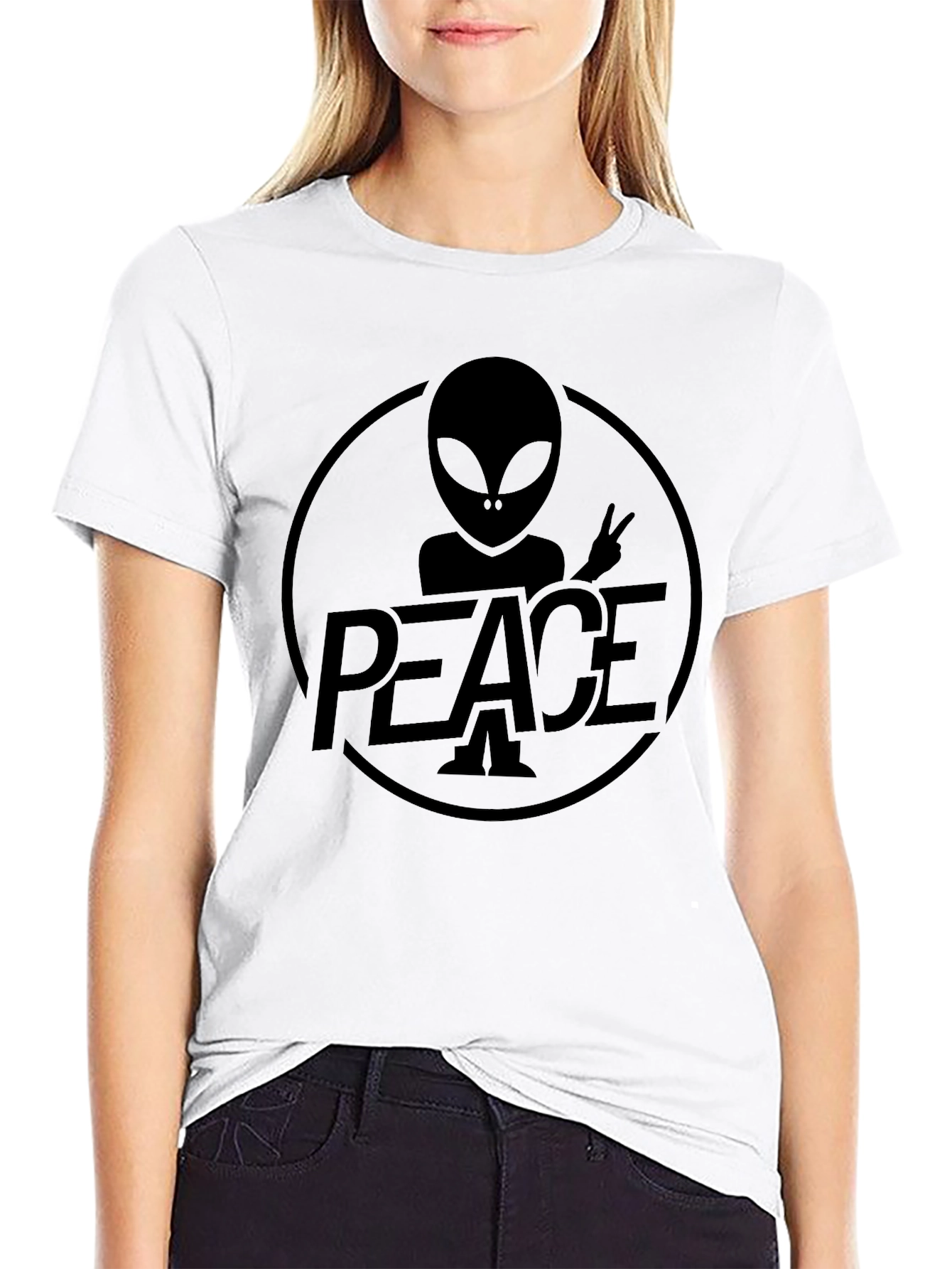 Peace Alien Graphic T-Shirt