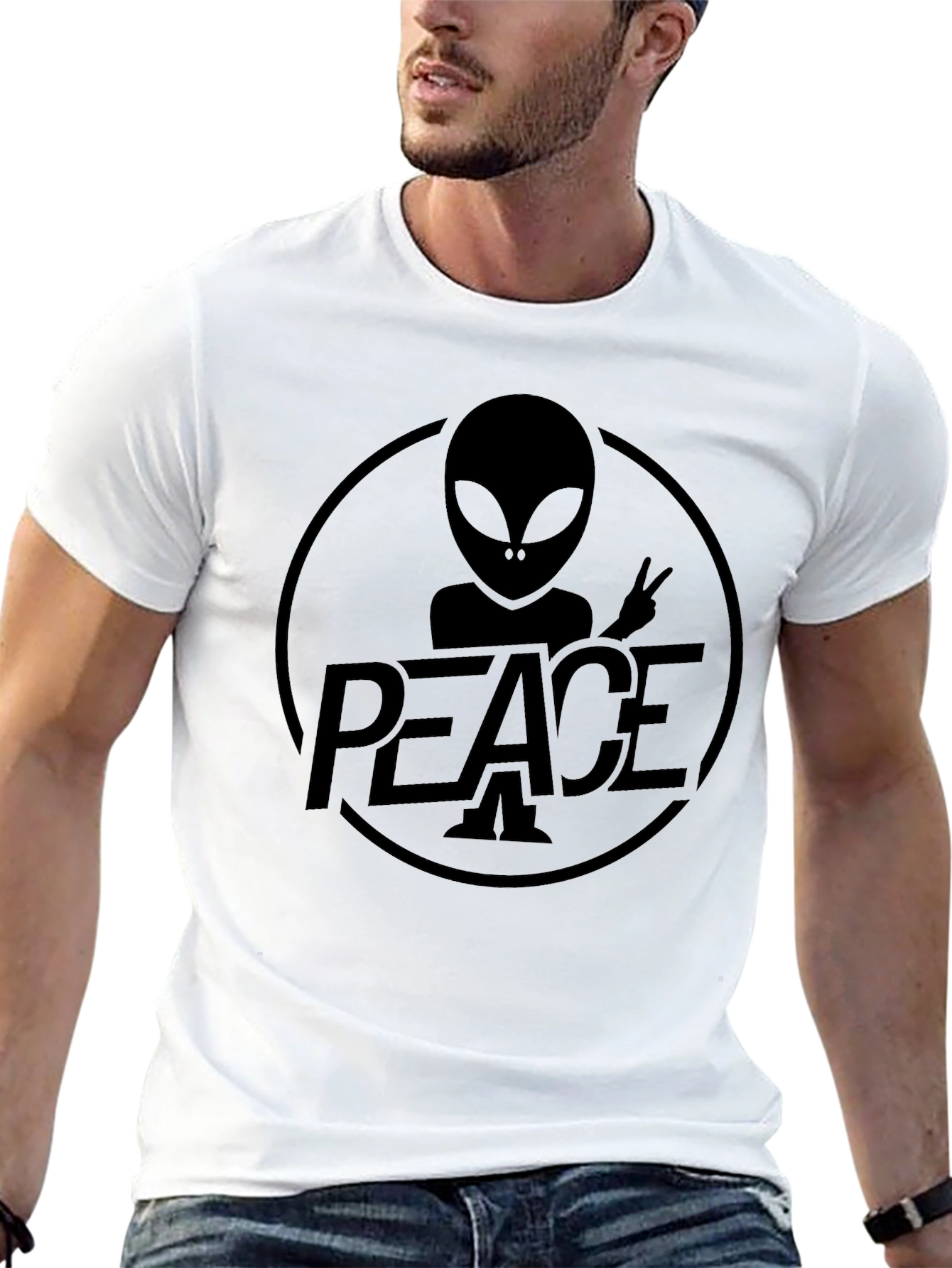 Peace Alien Graphic T-Shirt