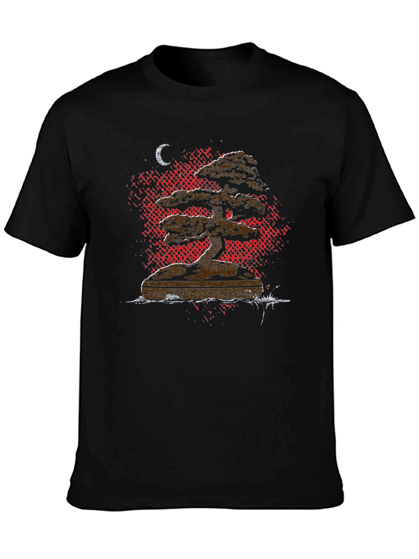 Bonsai Tree Graphic Tee - Black Cotton T-Shirt