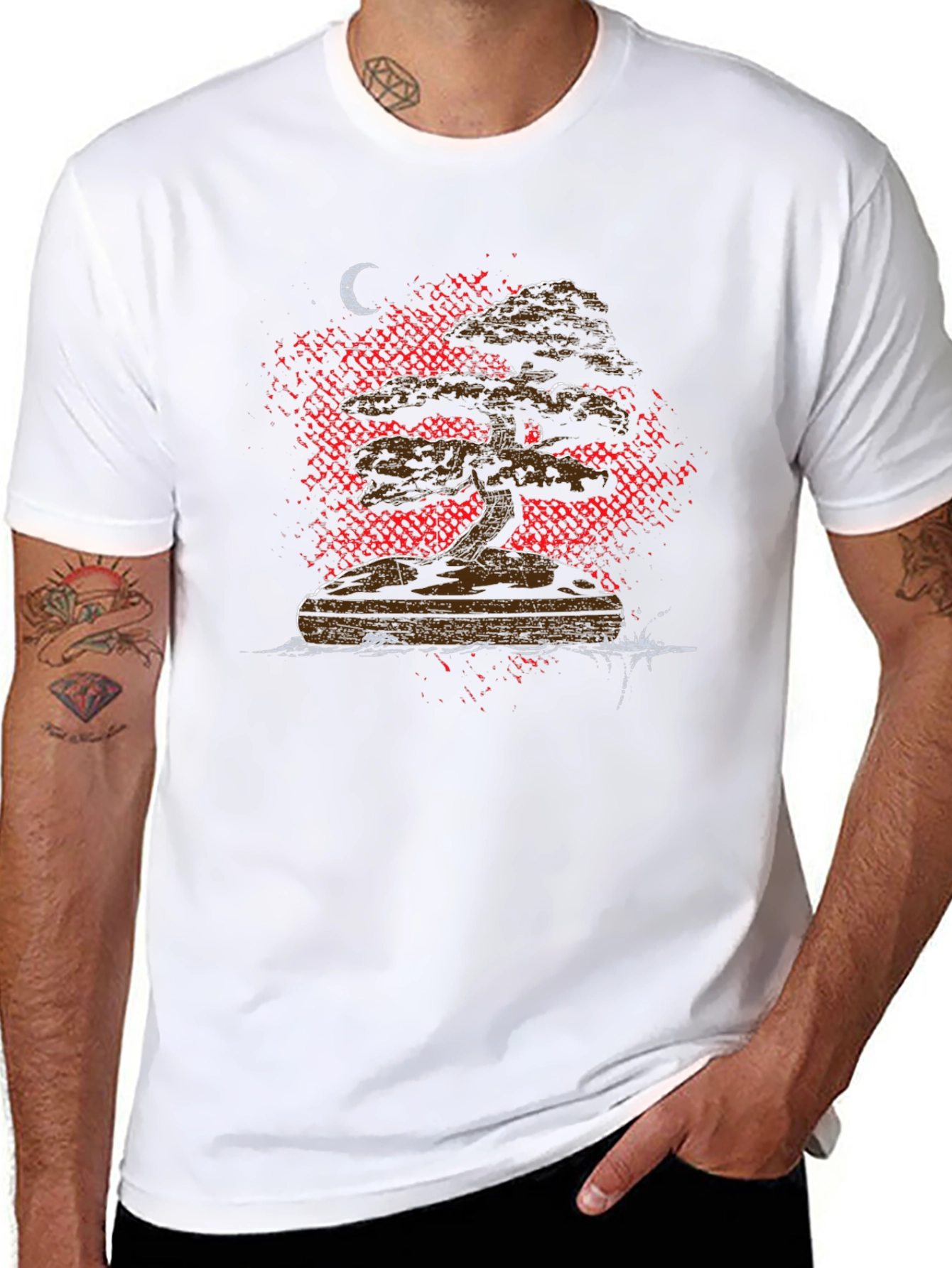 Bonsai Tree Graphic Tee - Black Cotton T-Shirt